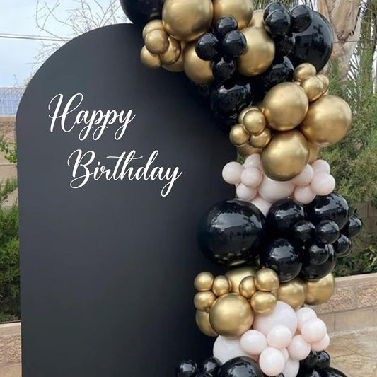 Happy Birthday Wall Decal - White Script Letters Wall Stickers, Birthday Party Balloon Arch Backdrop Decoration Supplies Sign Decals, Removable Adhesive Sticker