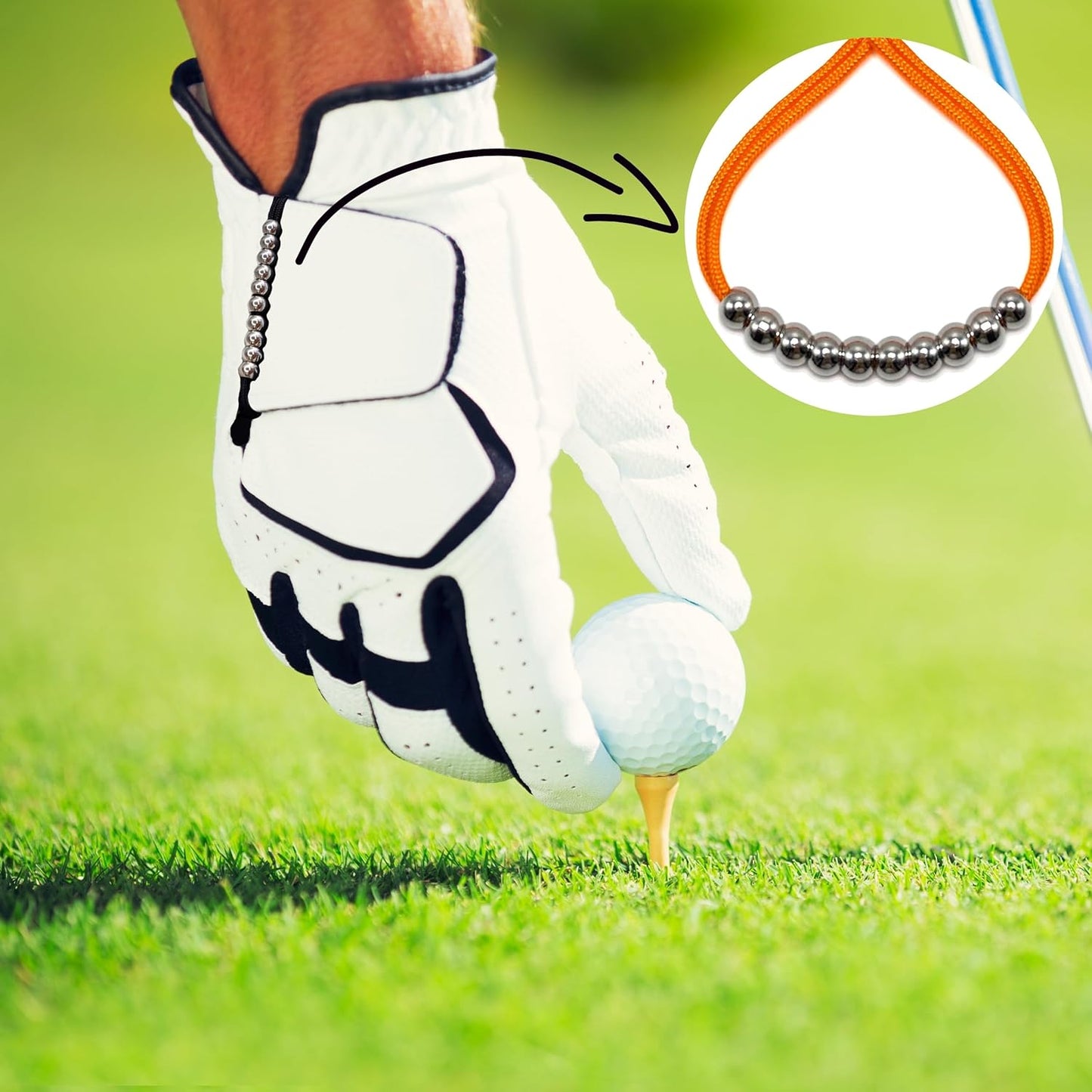 LAMIBEE Pack of 2 Golf Glove Bead Stroke Counter, 10 Stainless Steel Beads Score Counter for Gloves, Stroke Count Resizable Easy to Adjust Golf Round Scoring Tracker Accessory