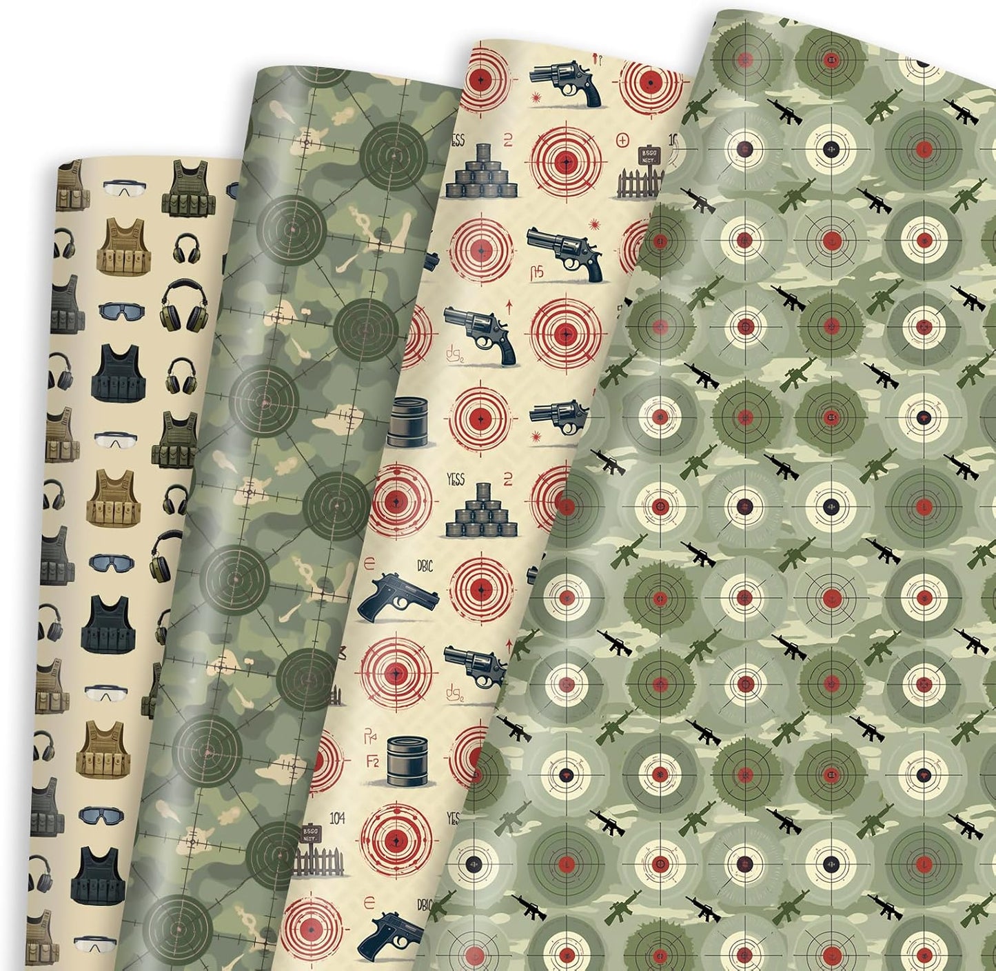 Pineraap Shooting Range Wrapping Paper 12 Sheets Target Practice Designs Camouflage Gift Wrap for Shooting Sports Fans,Party,Birthday,20"×28"
