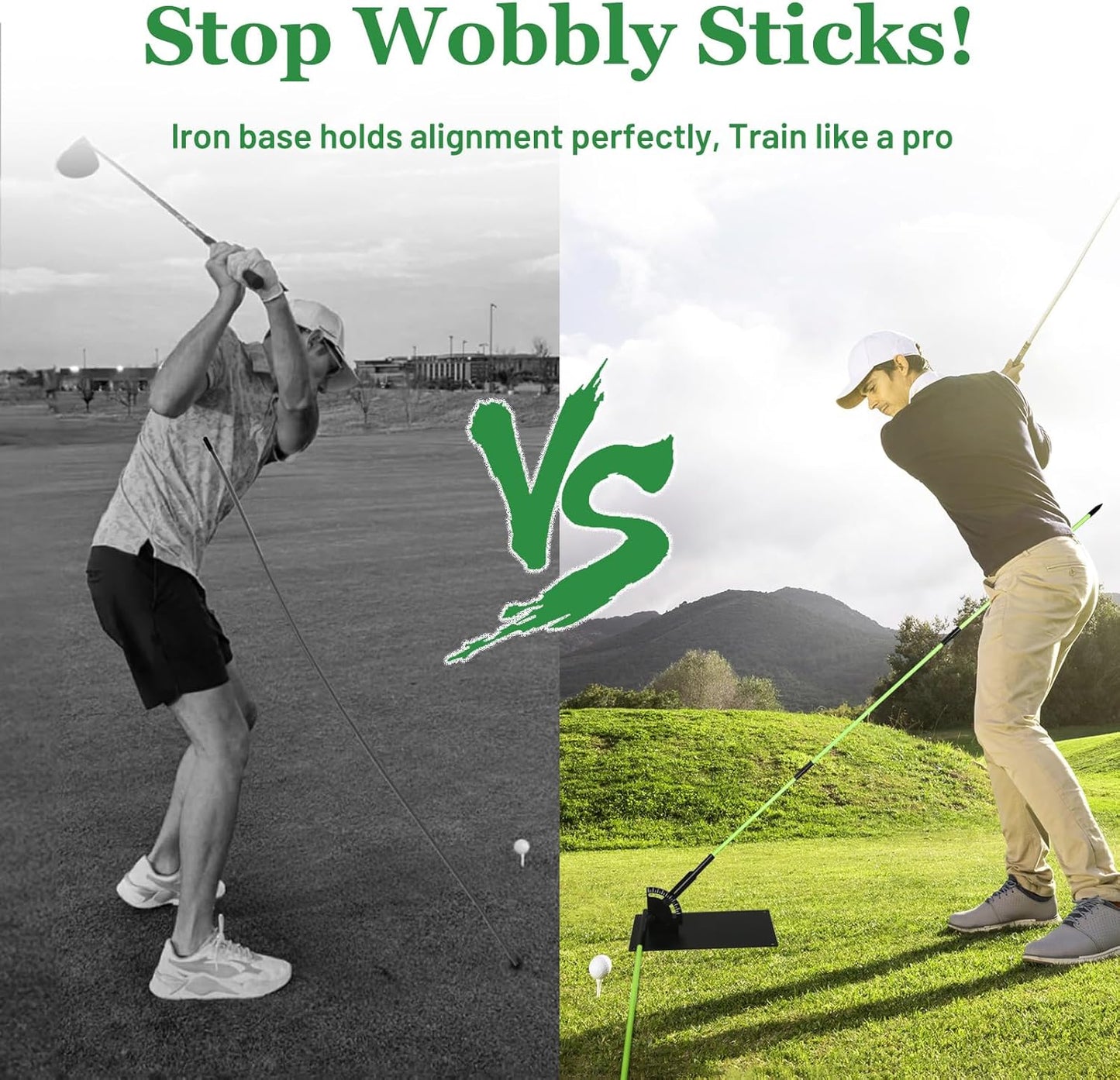 Feroca Golf Alignment Stick Holder with Adjustable Angle Plate, No Stab Ground Portable Golf Training Aid, Swing Plane Trainer to Fix Slices & Straighten Putts