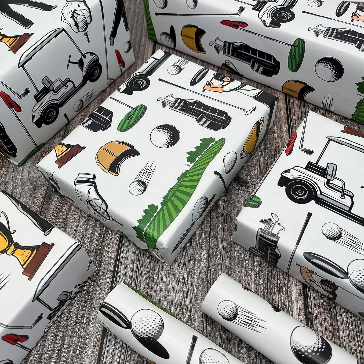 Dtiafu Golf Wrapping Paper - Birthday Wrapping Paper For Men Boys - Gift Wrap For Birthday Baby Shower Holiday - 20 X 28Inch Per Sheets (6 Sheet)