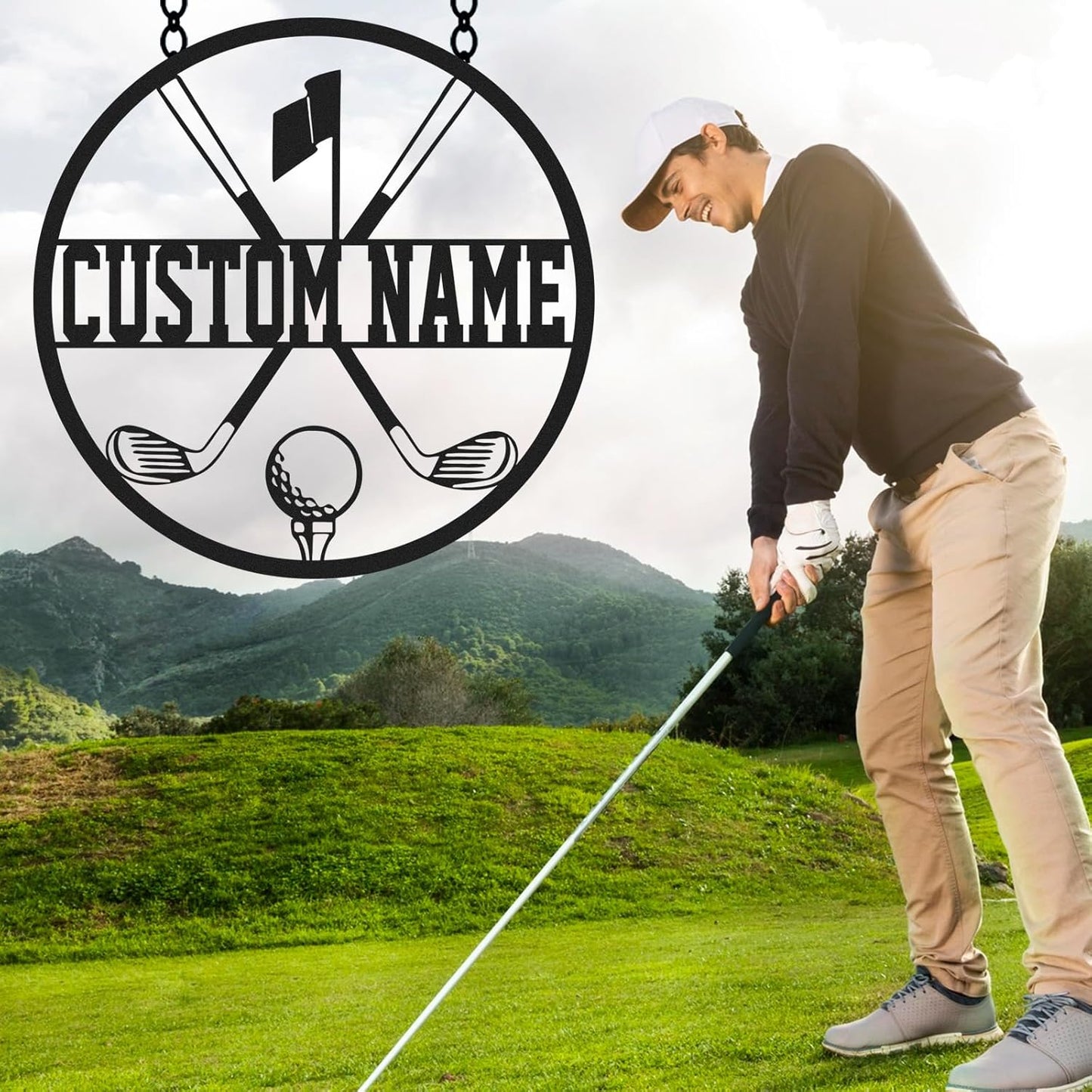 Personalized Golf Metal Wall Art, Vintage Golf Wall Decor, Custom Signs Outdoor Metal, Sports Theme Home Decor for Man Cave Office Garage Bar, Personalized Golf Gifts for Men Dad Father Color02