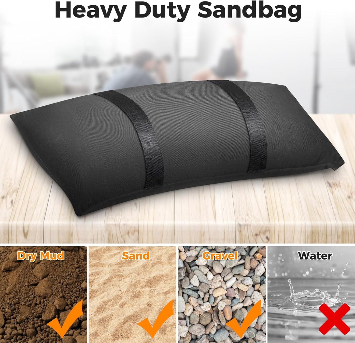 100 LBS Umbrella Base Weight Sandbags, Sand Bags for Weight, 2 Packs Fillable Sandbags for Umbrella Base, Weatherproof Furniture Heavy Duty Weight Bags For Patio Cantilever Umbrella Trampoline Garden