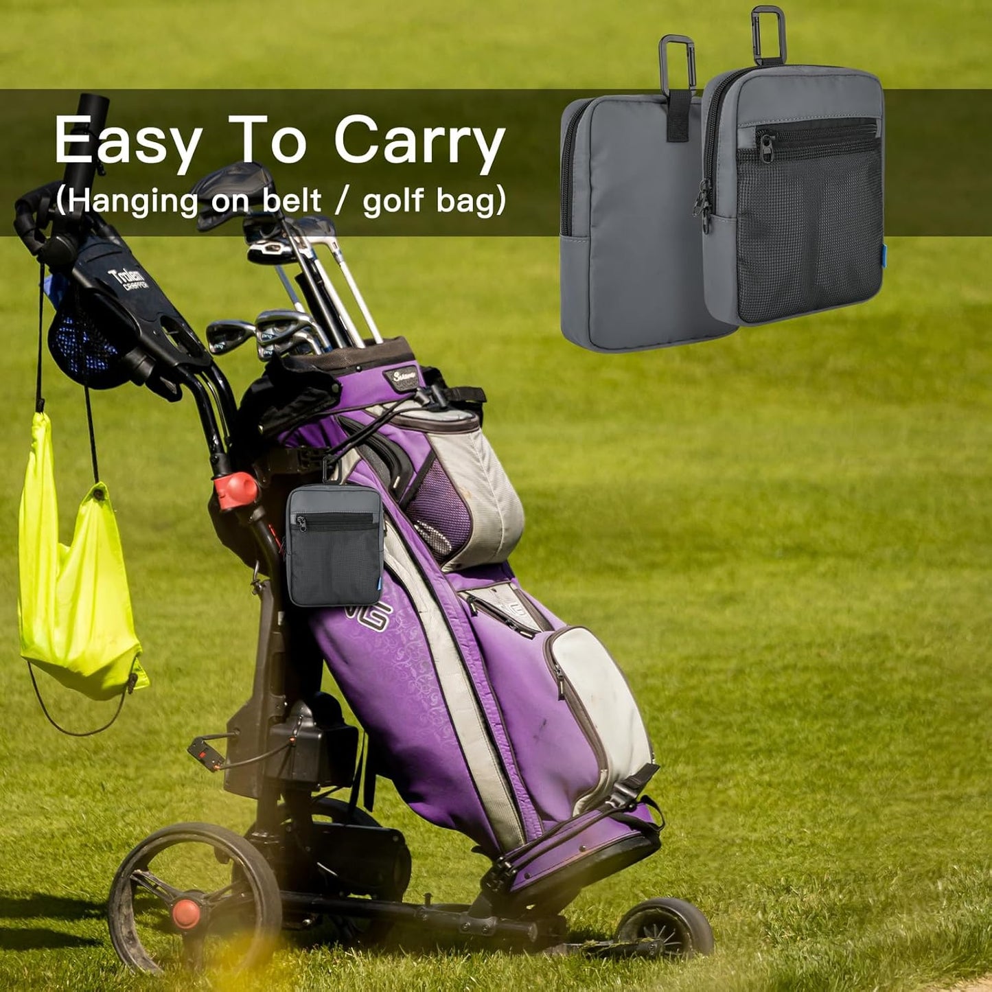 Xxerciz Golf Ball Pouch Bag Multi Pocket with Clip, Durable Nylon Golf Accessory Bag Organizer for Extra Phone, Ball, Tees, Pencils, Wallet, Ball Markers