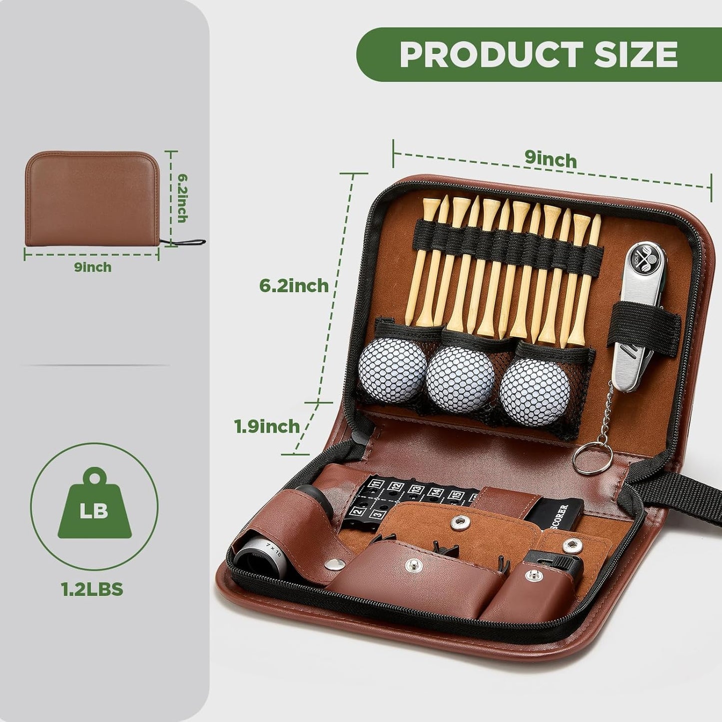 Golf Accessories for Men and Women for Golfers, Accessories Set in Hi-End PU Case with Golf Balls, HD Rangefinder, Golf Tees, Cleaning Brush, Divot Knife, Scorer, Golf Ball Clamp