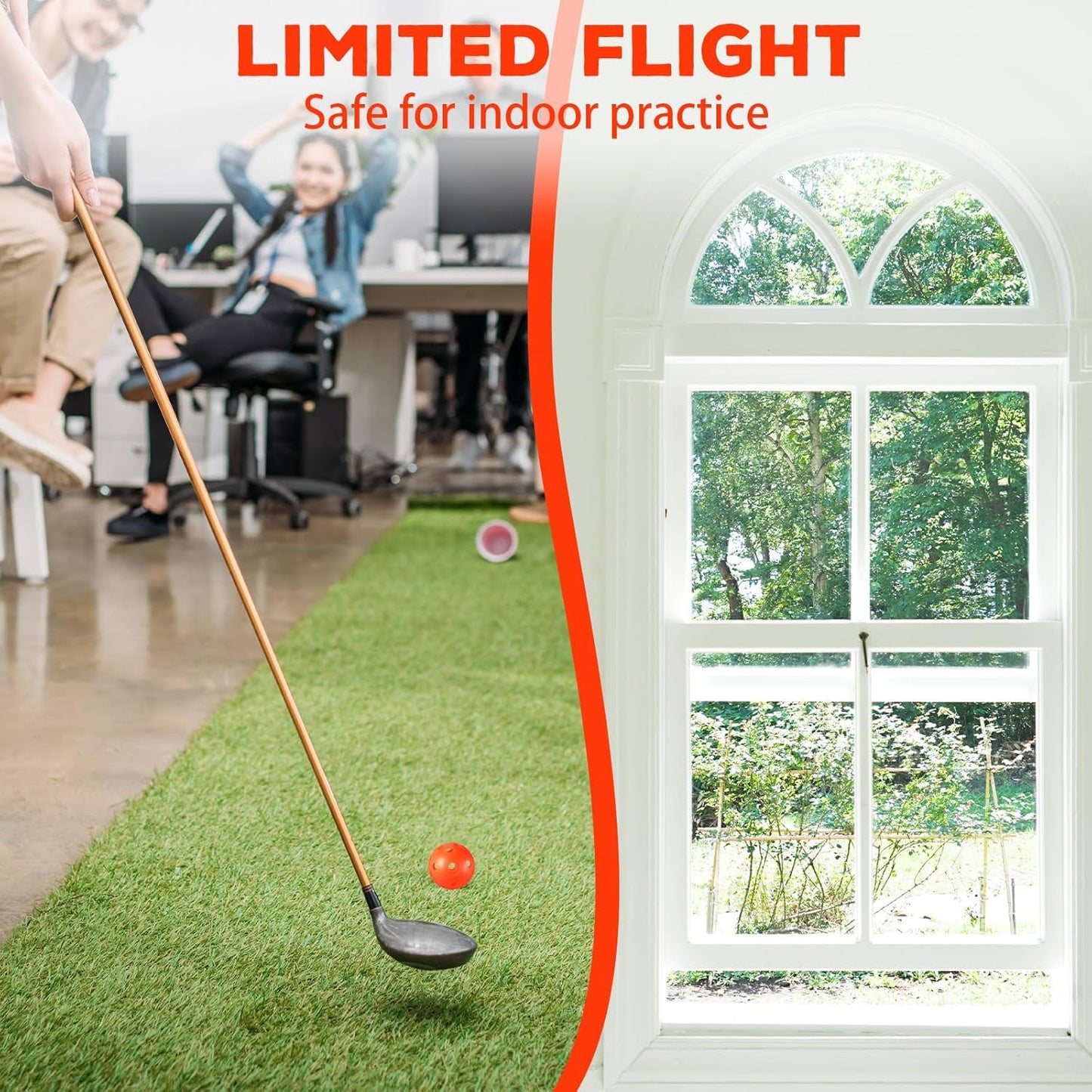 24 Pack Practice Golf Balls 42 mm Limited Flight Plastic Golf Training Airflow Hollow Ball for Driving Range Swing Practice Backyard Indoor Outdoor Home