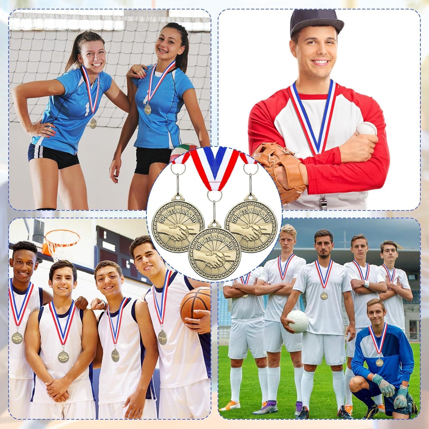 Remuuly 30 Pcs Gold Medals Bulk 2'' Basketball Soccer Baseball Volleyball Football Lacrosse Kickball Cheer Bowling Trophy Medals for Awards for Sports Participation Winner Gift