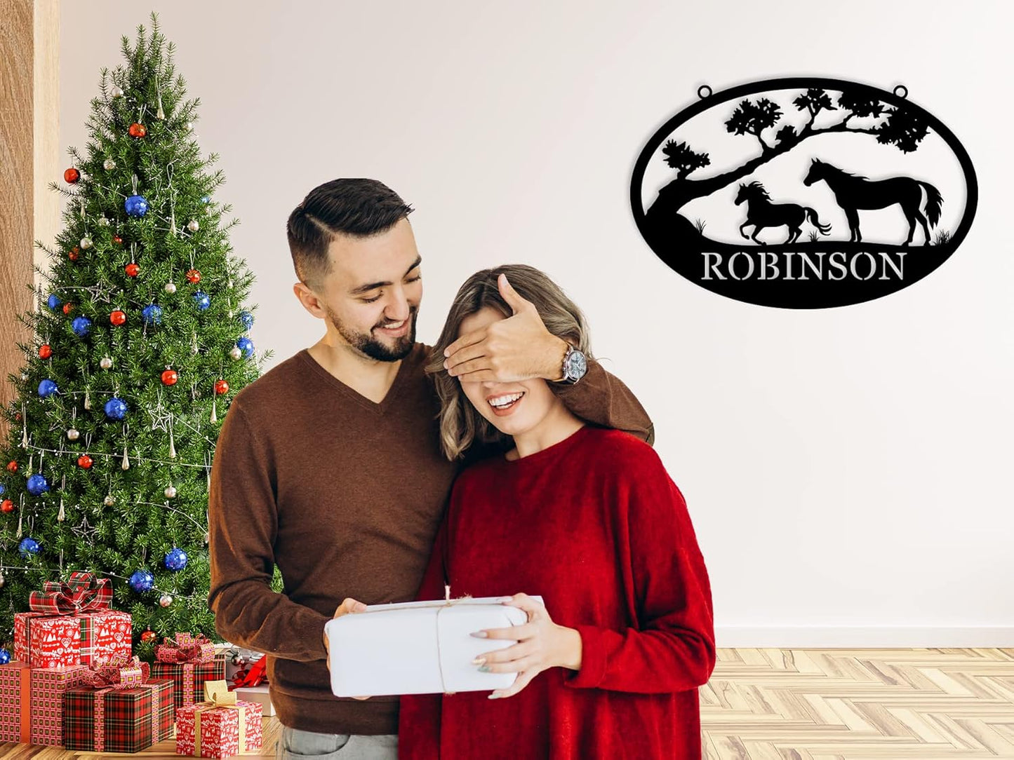 Custom Running Horses Metal Sign, Personalized Horse Farm Sign, Unique Metal Wall Art, Custom Farm Name Signs, Personalized Family Signs