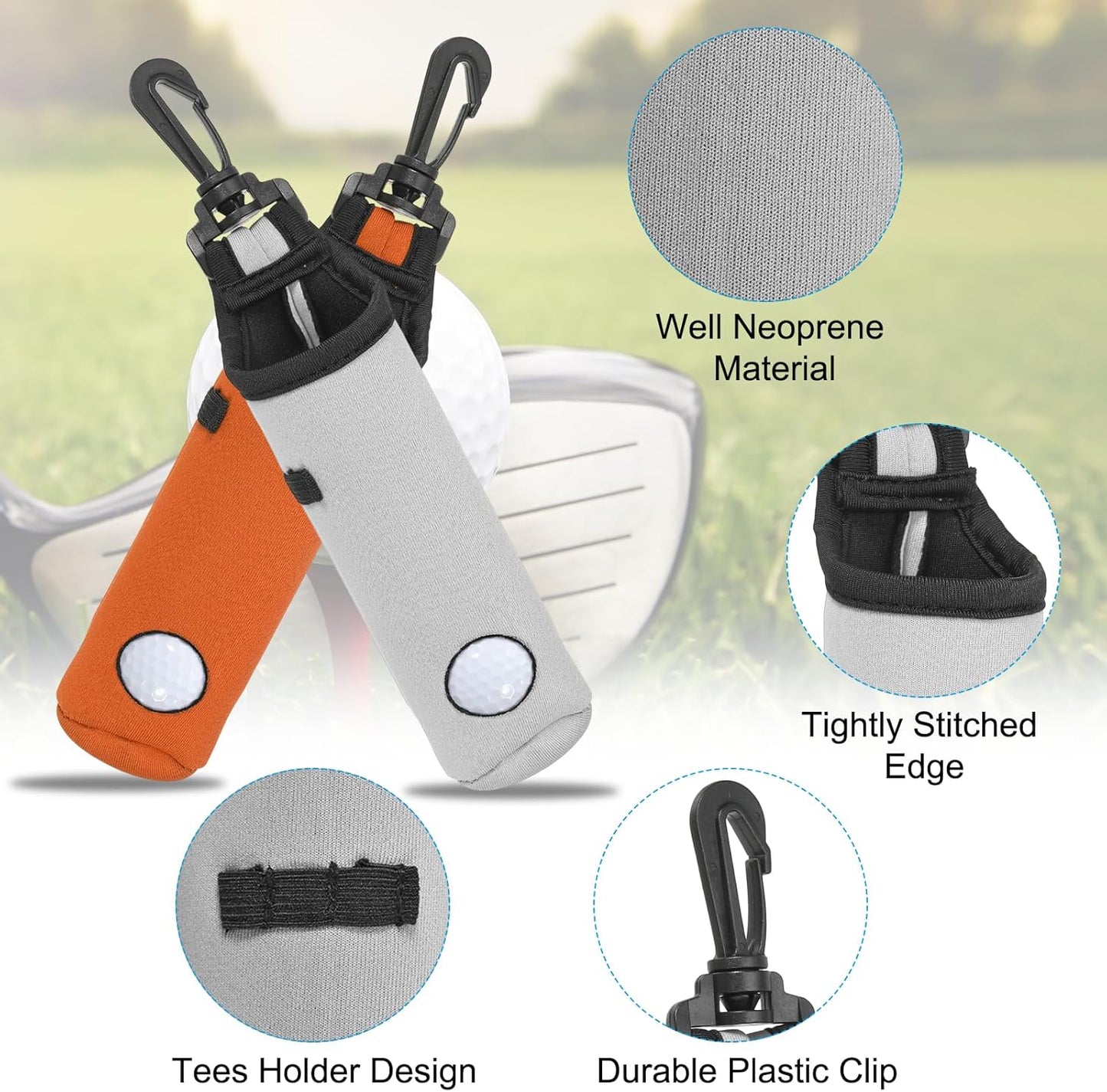 PATIKIL Golf Ball Carry Bag Golf Tee Holder Pouch Portable Neoprene Golf Ball Holder with Clip for Men and Women