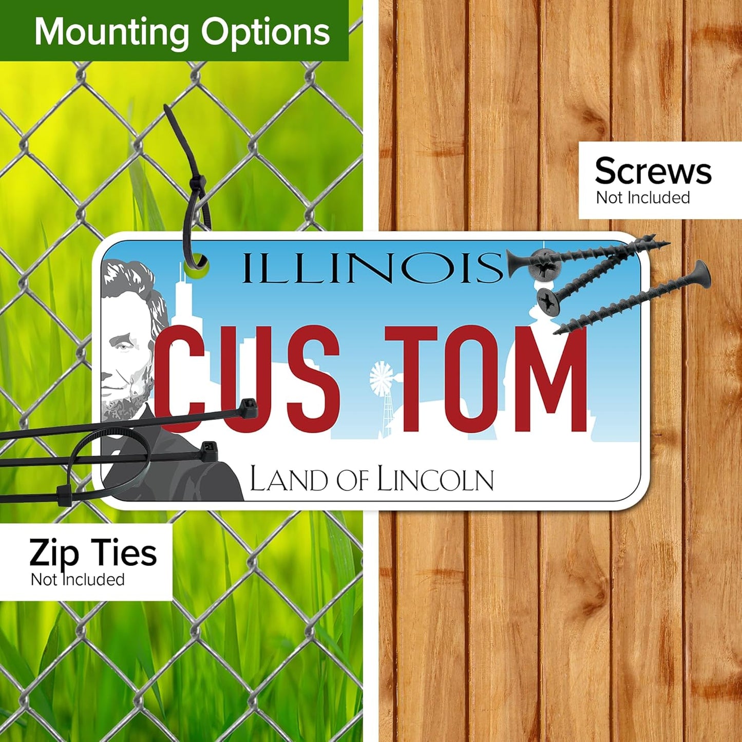 Mini License Plates, Personalized License Plates, Custom for Car, Bikes, ATV, Kids Car, Golf Cart, Jeep, 2x4 Inch, Rust-Free Fade Resistant Aluminum, USA Made by My Sign Center (Illinois)