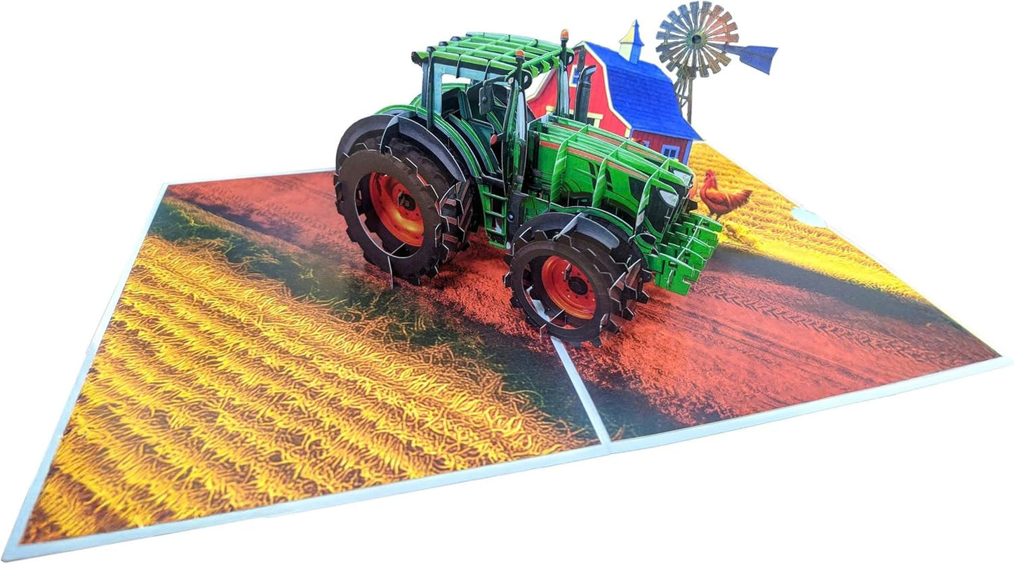 3D Tractor Popup Card – Handmade Farm-Themed Paper Art for Birthday, Anniversary, Christmas, Father’s Day – Unique Gift for Him, Her, Dad, Farmer, Tractor Lover, Country Life Fan