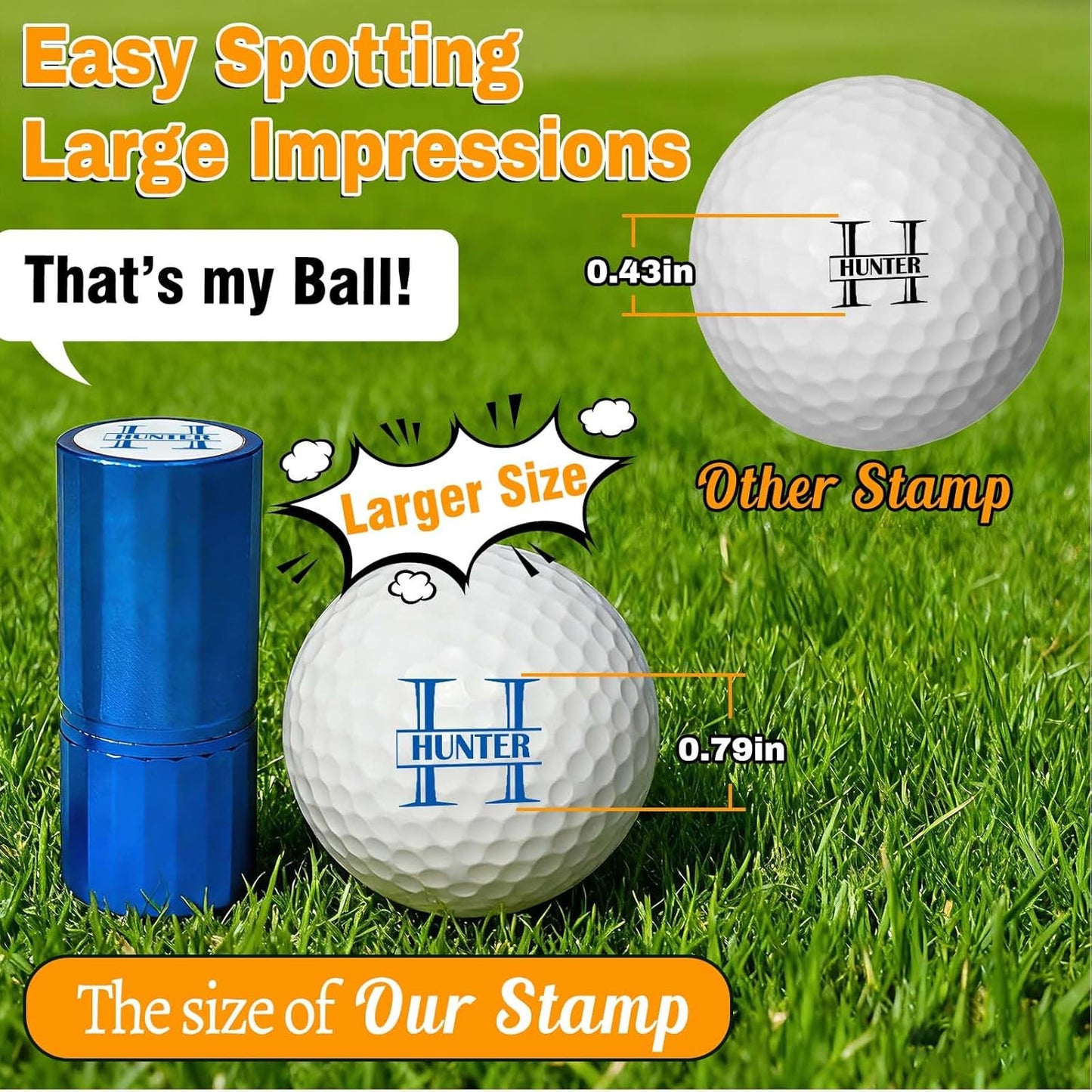 Lihome Golf Ball Stamp Personalized - Durable Waterproof Reusable Ink Stamper, Custom Golf Gift for Men, Dad, Retirement, Father's Day, Birthday & Christmas