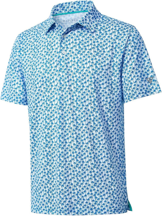 Golf Shirts for Men Dry Fit Short Sleeve Print Performance Moisture Wicking Polo Shirt
