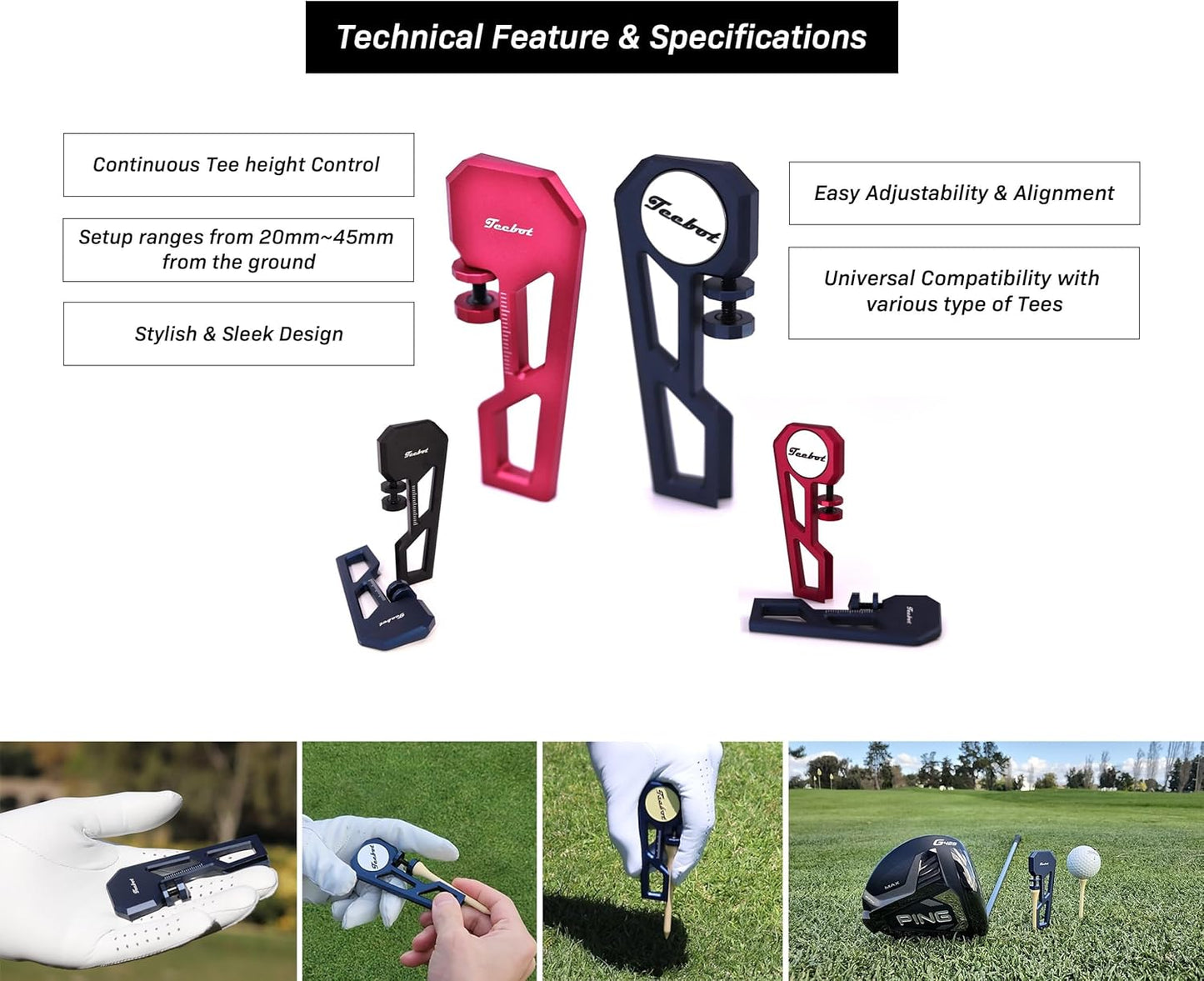 PRO - Premium Golf Accessory for Tee Height Setup Tool with Extreme Accuracy and Consistency