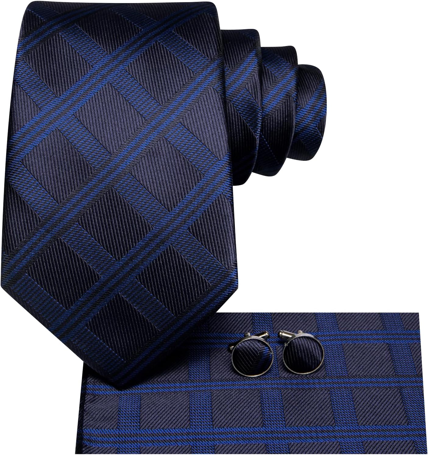Dubulle Mens Paisley Striped Tie WOVEN Necktie for Men and Handkerchief Cufflinks Set Wedding Formal Business
