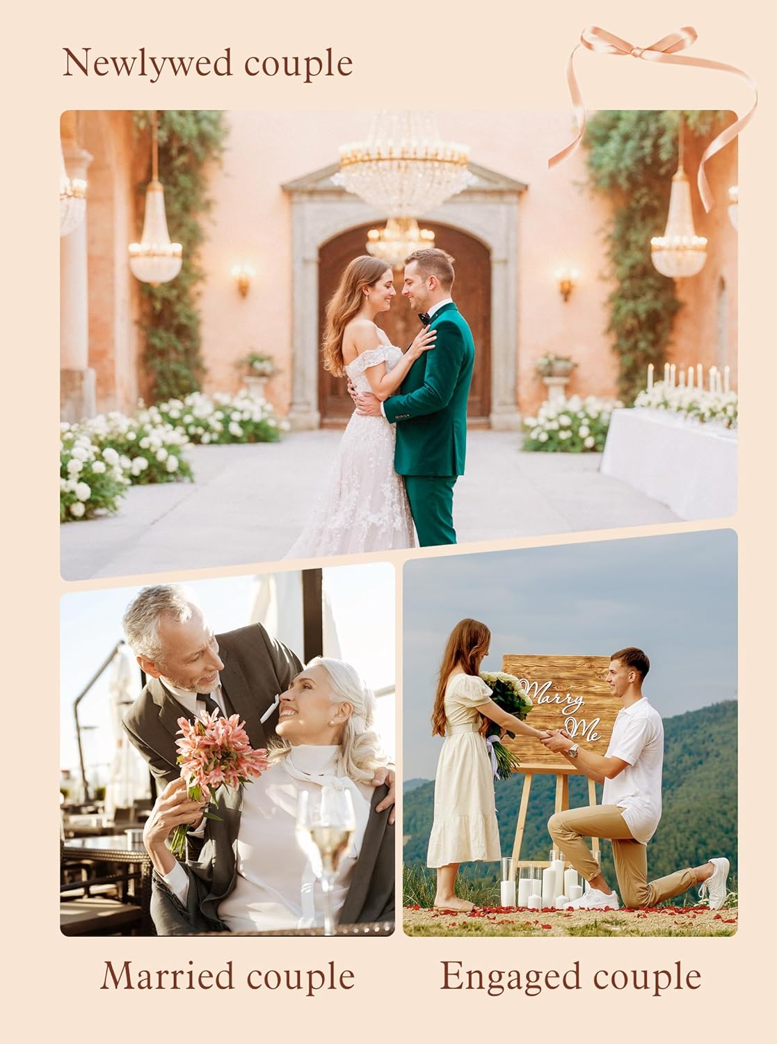 Wedding Gifts for Couples 2025, Newlyweds Gift for Bride and Groom Happy Anniversary Clock Unique Engagement Marriage Keepsake Mr & Mrs Bridal Shower Present, Gift Box Card (Battery Not Included)