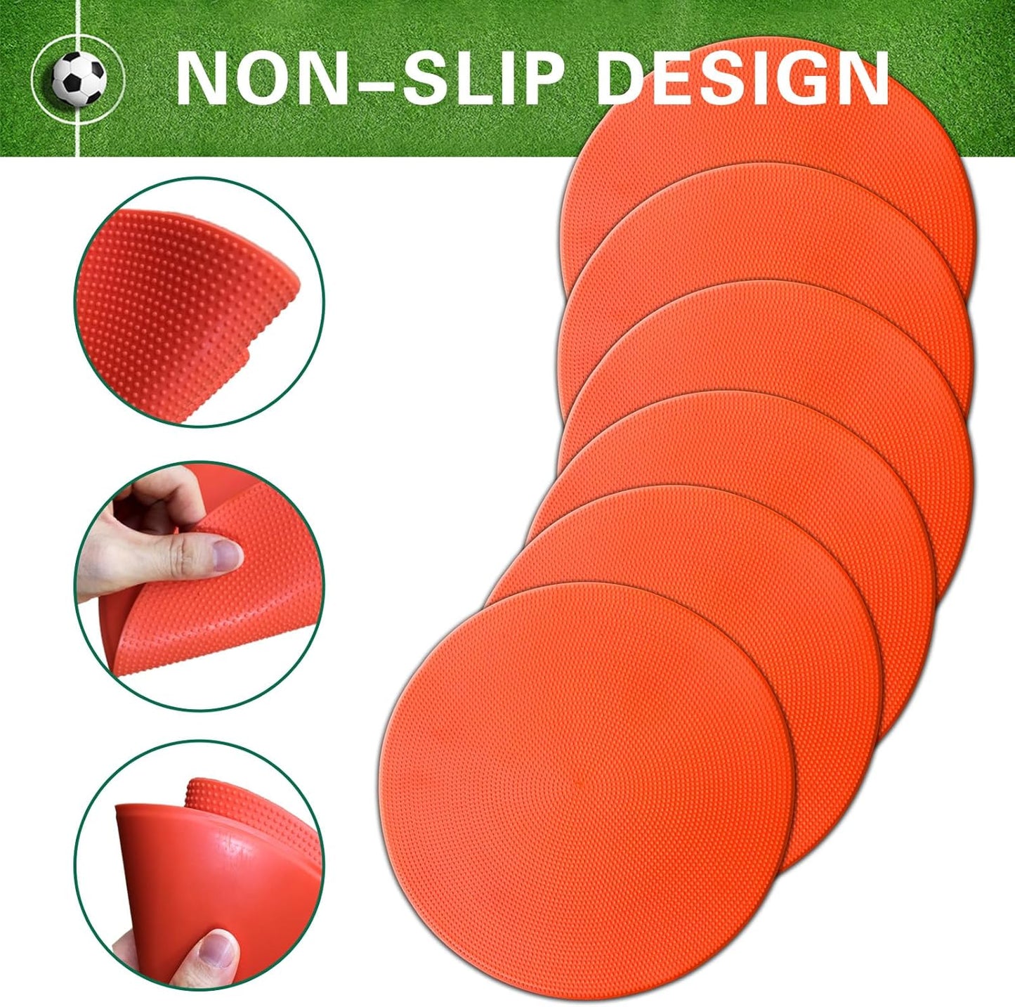 Poly Spot Markers 9 inch Non-Slip Rubber Agility Training Markers Floor Dots Flat Field Cones for Football, Soccer, Basketball, School Exercise Drills, Dance Practice