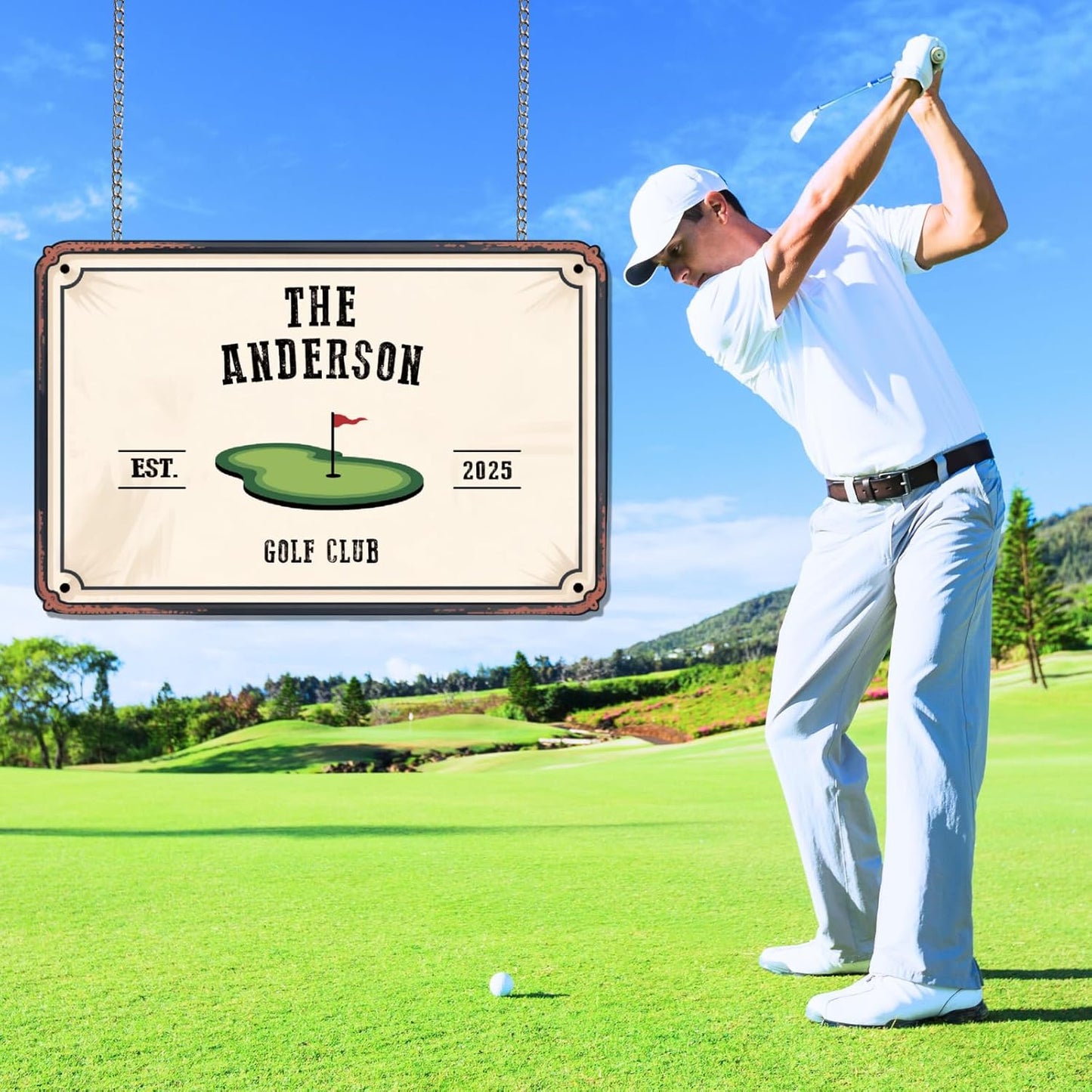 Personalized Golf Metal Sign, Vintage Country Club Villa Decor, Custom Metal Sign with Name, Personalized Golf Wall Decor for Club Garage Bar, 19th Hole Wall Art, Gifts for Golfers Dad Father Husband