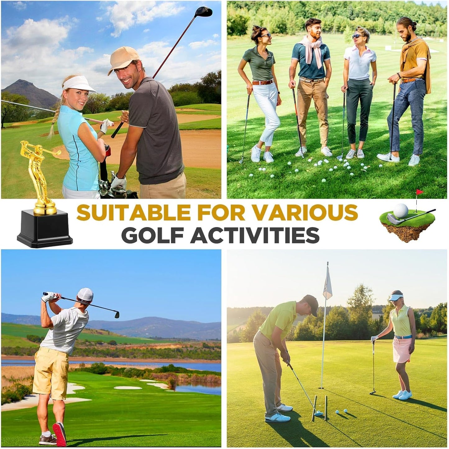 Tandefio Golf Trophy 6.7 x 3 Inch Gold Golfer Award Trophy Bulk Plastic Golfing Trophy Cup for Adults Reward Party Prop Golf Tournaments Competitions