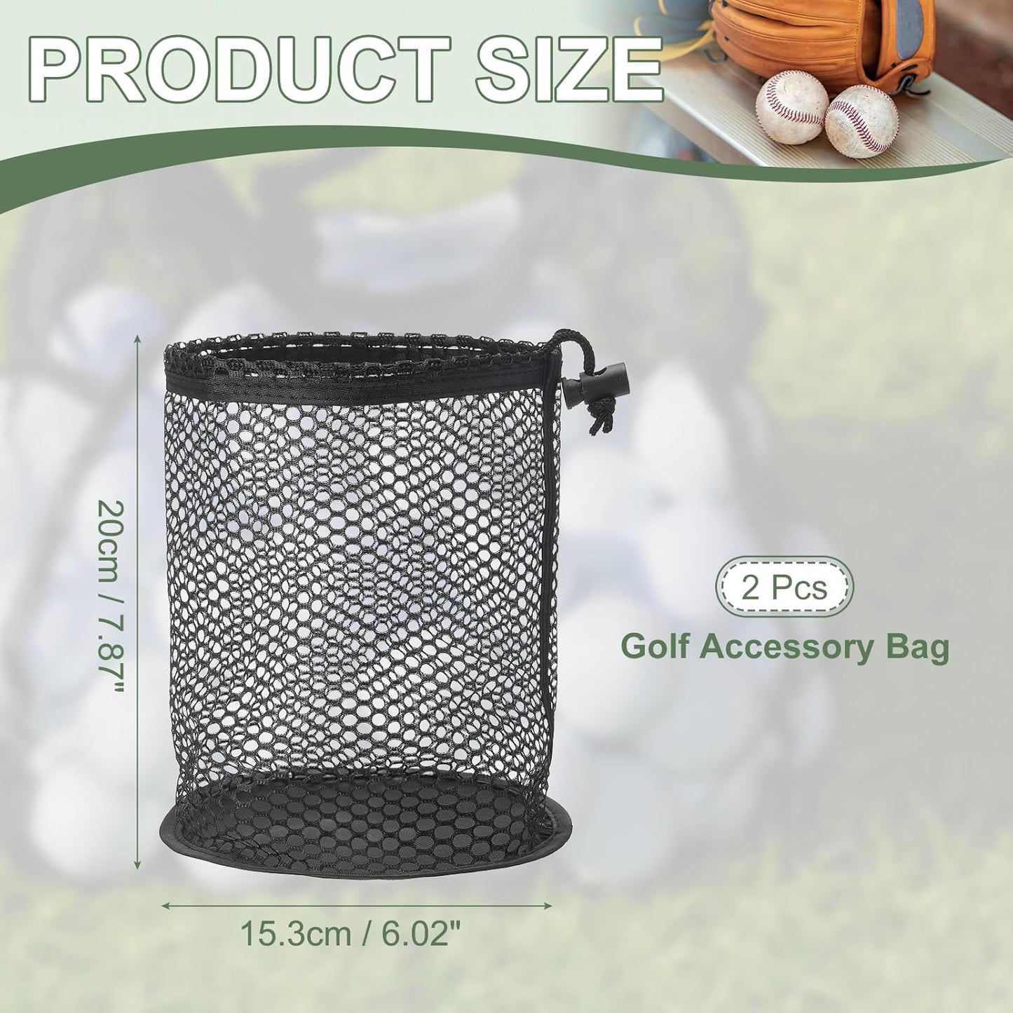 Golf Ball Storage Bag Nylon Mesh Golf Pouch with Adjustable Drawstring Closure for Balls Outdoor Sports Supplies