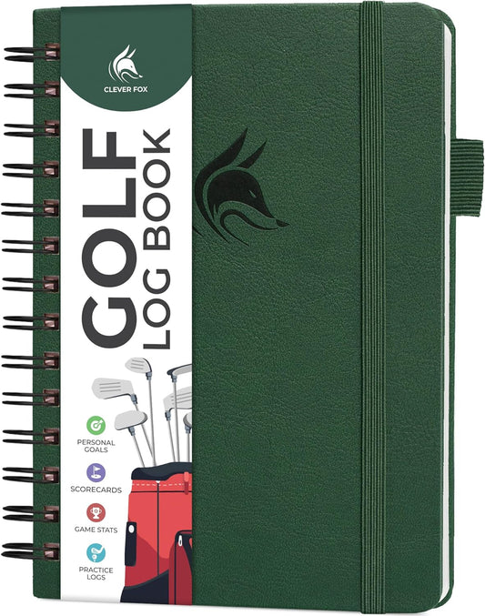 Clever Fox Golf Log Book – Small Training & Scorecard Journal – Pocket Notebook – Golf Practice Accessories & Gifts Ideas for Men (Forest Green)