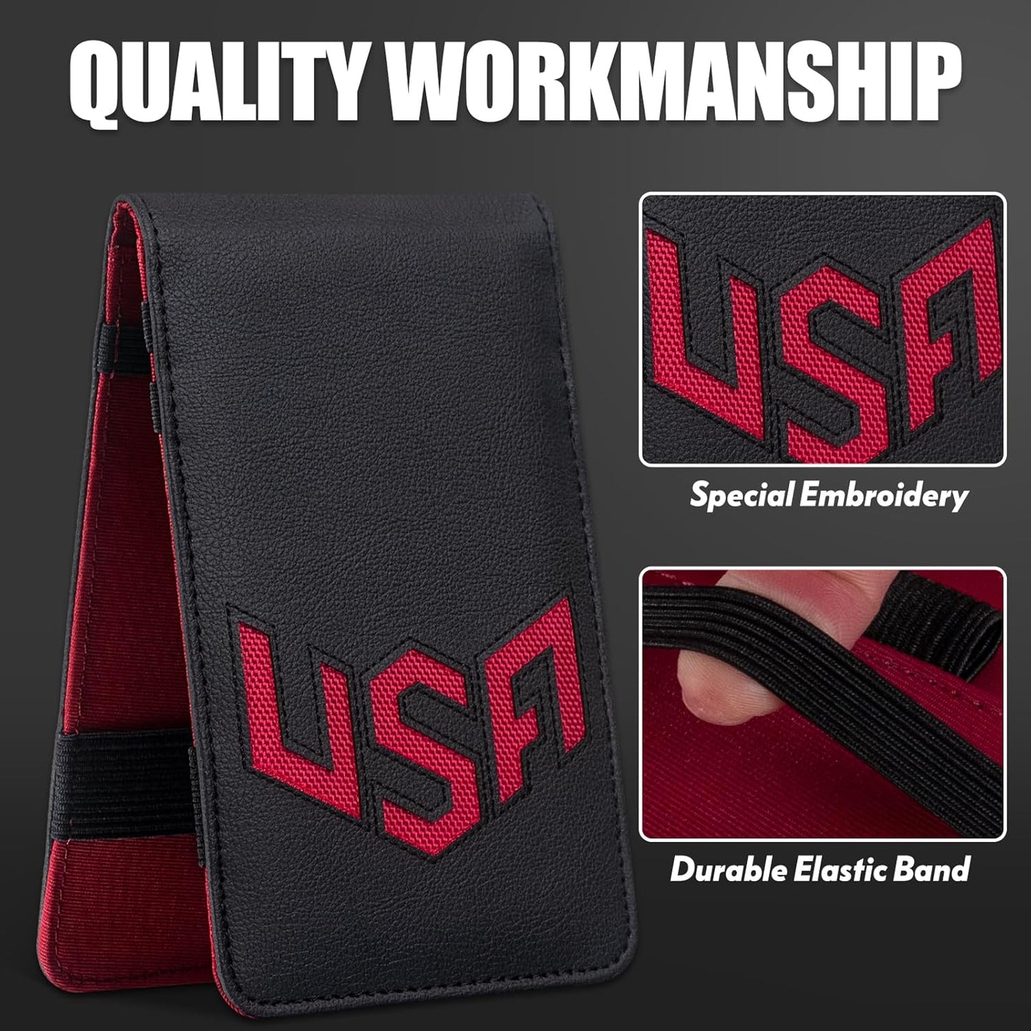 Golf Scorecard Holder & Yardage Book Cover, Golf Accessories Black Premium Leather Yardage Book Holders Cover