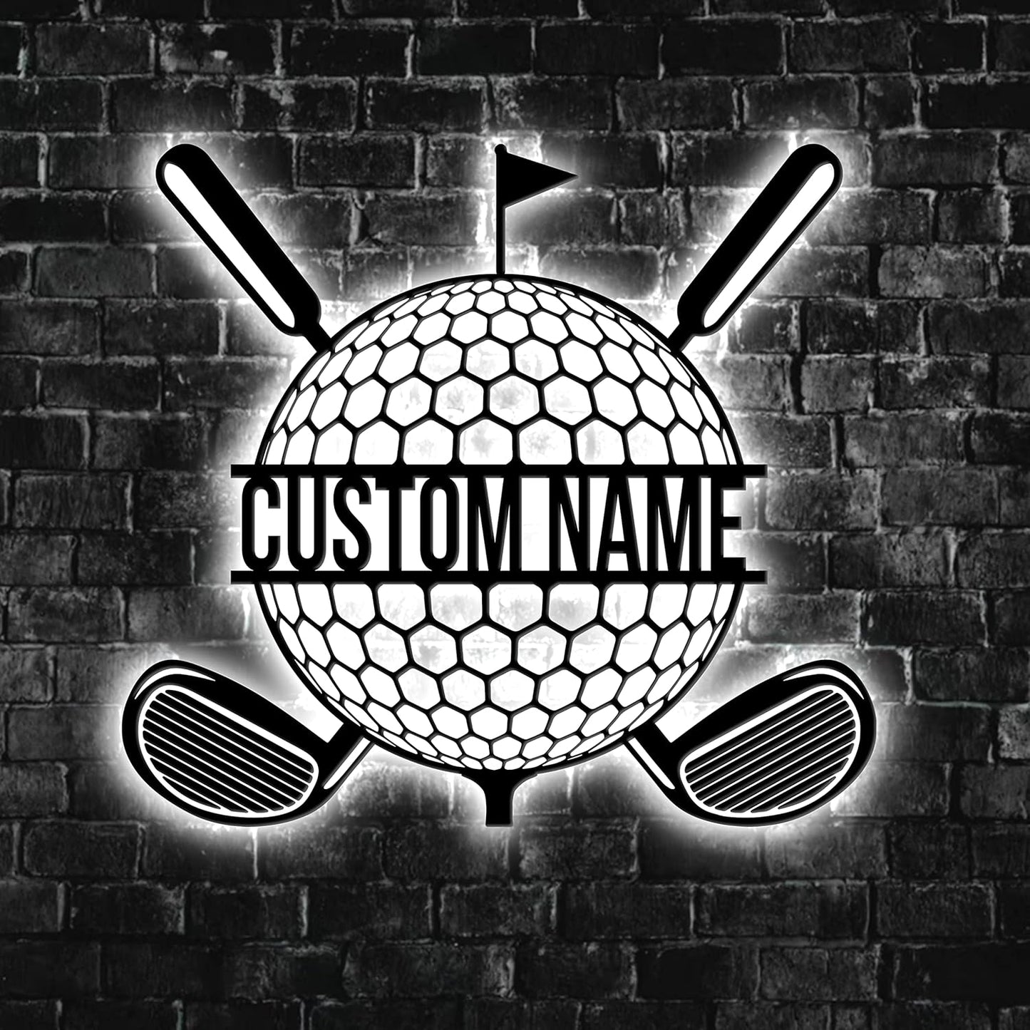 Personalized Man Golfer Name Sign Decoration For Room Metal Wall Art With LED Light, Birthday Gift For Men, Home Decor, Gift For Dad, Son, Sports Lovers, Christmas Gift