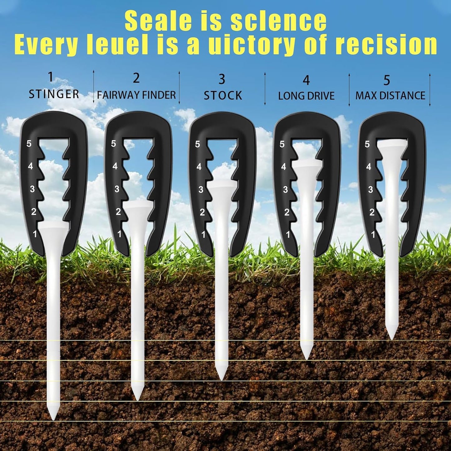 Golf Tee Height Tool, 1PCS Adjustable Golf Tee Height Tool, Height Adjuster for Outdoor Golf Training Aid, Measuring Device Lightweight Swing Training Aid for Consistent and Precise Shots