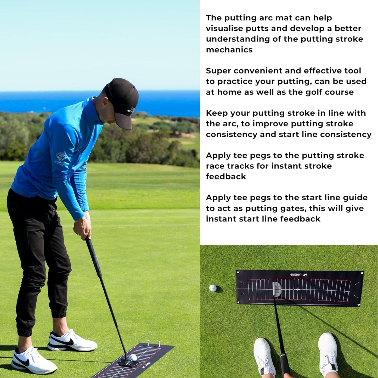 Golf Putting Practice Training aid,Perfect Perfect Practice Golf Putting mat, Tour aim Golf Alignment Golf Training aid, Putting Golf Set with Putting arc