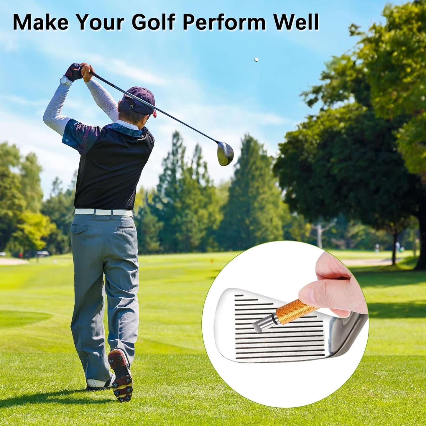 Golf Groove Sharpener - Golf Club Groove Cleaner Generate Optimal Spin Use for Wedges & Irons
