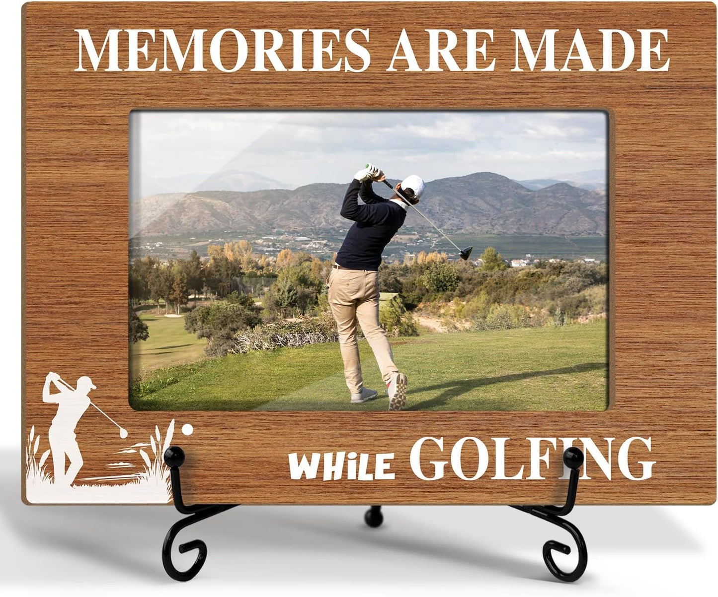 Golf Picture Frame, Sport Themed Gifts For Golf Lover, Gifts for Dad Uncle Friends Colleagues, 4x6 Wooden Picture Frame Tabletop Display Home Decor -22