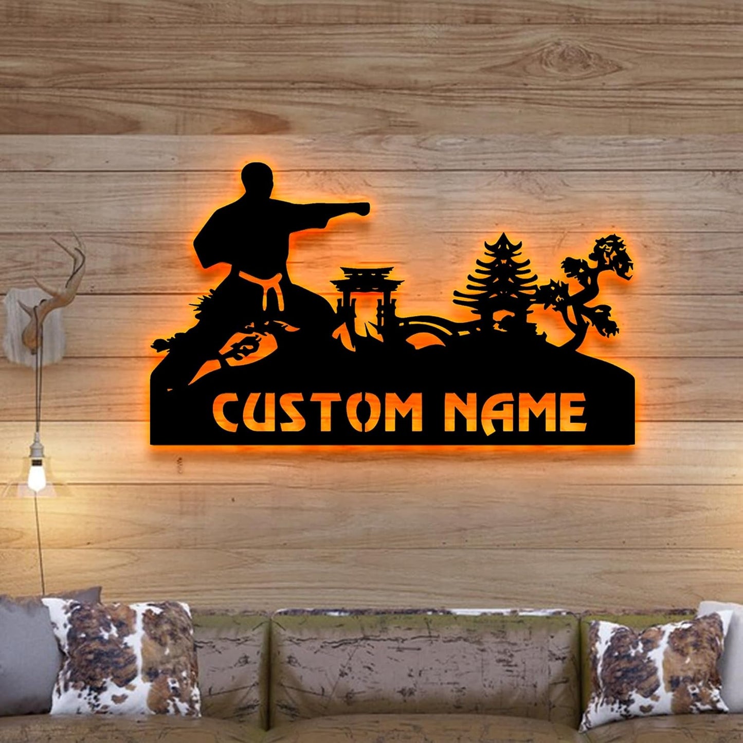 Custom Karate Punch Afcultures Metal Wall Art With LED Light, Gift For Karate Lovers, Wall Hanging, Home Decor, Birthday Gift, Christmas Gift