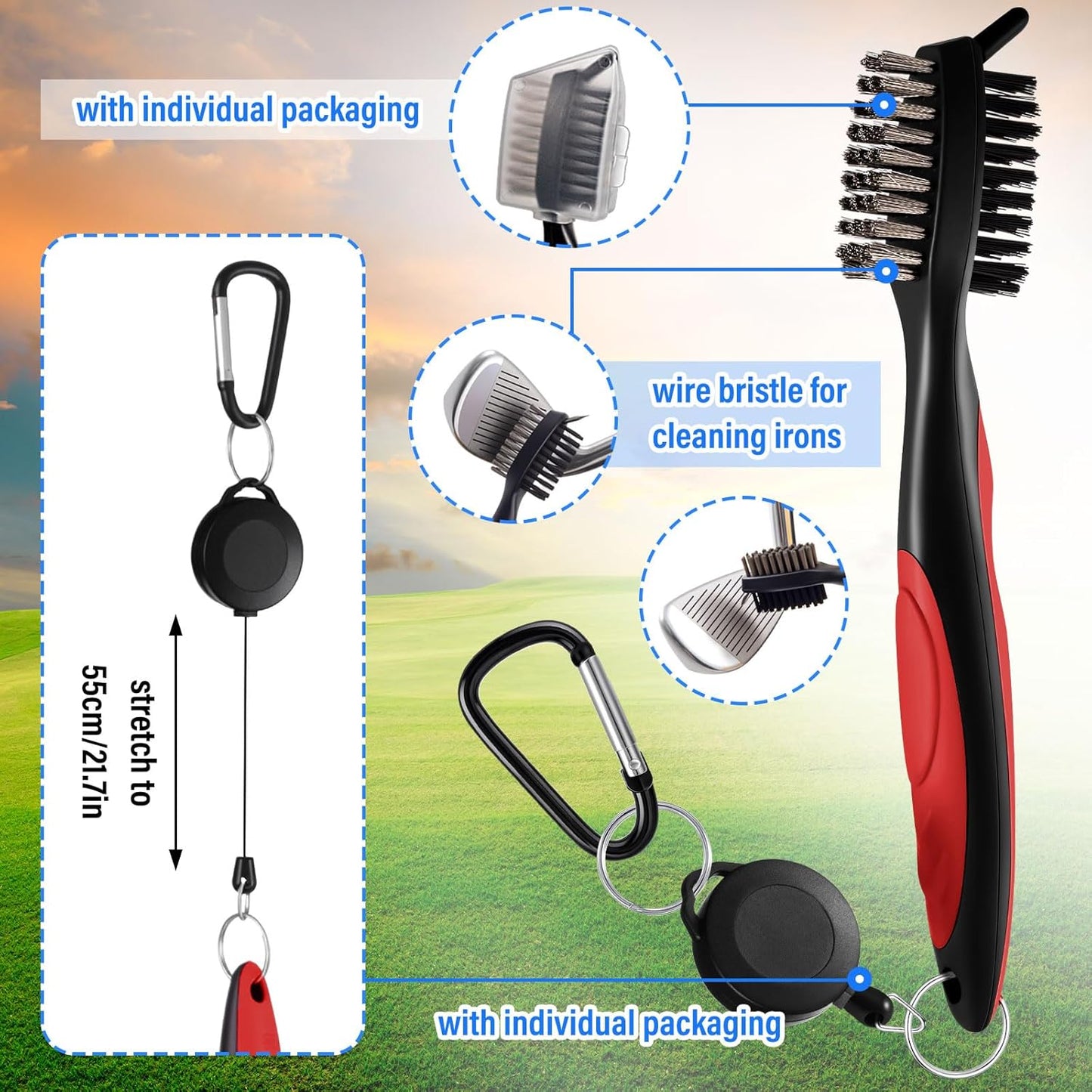 Liliful 12 Pcs Golf Accessories Kit, Include Golf Ball Bag with Hook Towel Tees Magnetic Ball Marker Divot Tool Cleaner Brush for Women Man Gifts