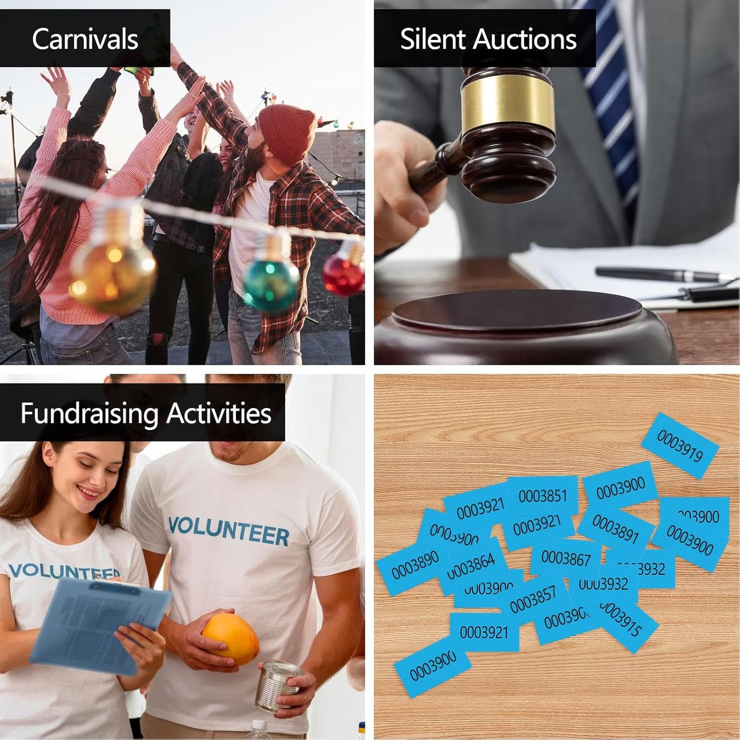 200 Pieces Basket Tickets Auction Chinese Ticket Raffle Tickets Sheets Blue 4"×9" 200 Numbers for Drink Door Prize Fundraiser Silent Carnival Penny Auction Events (200)