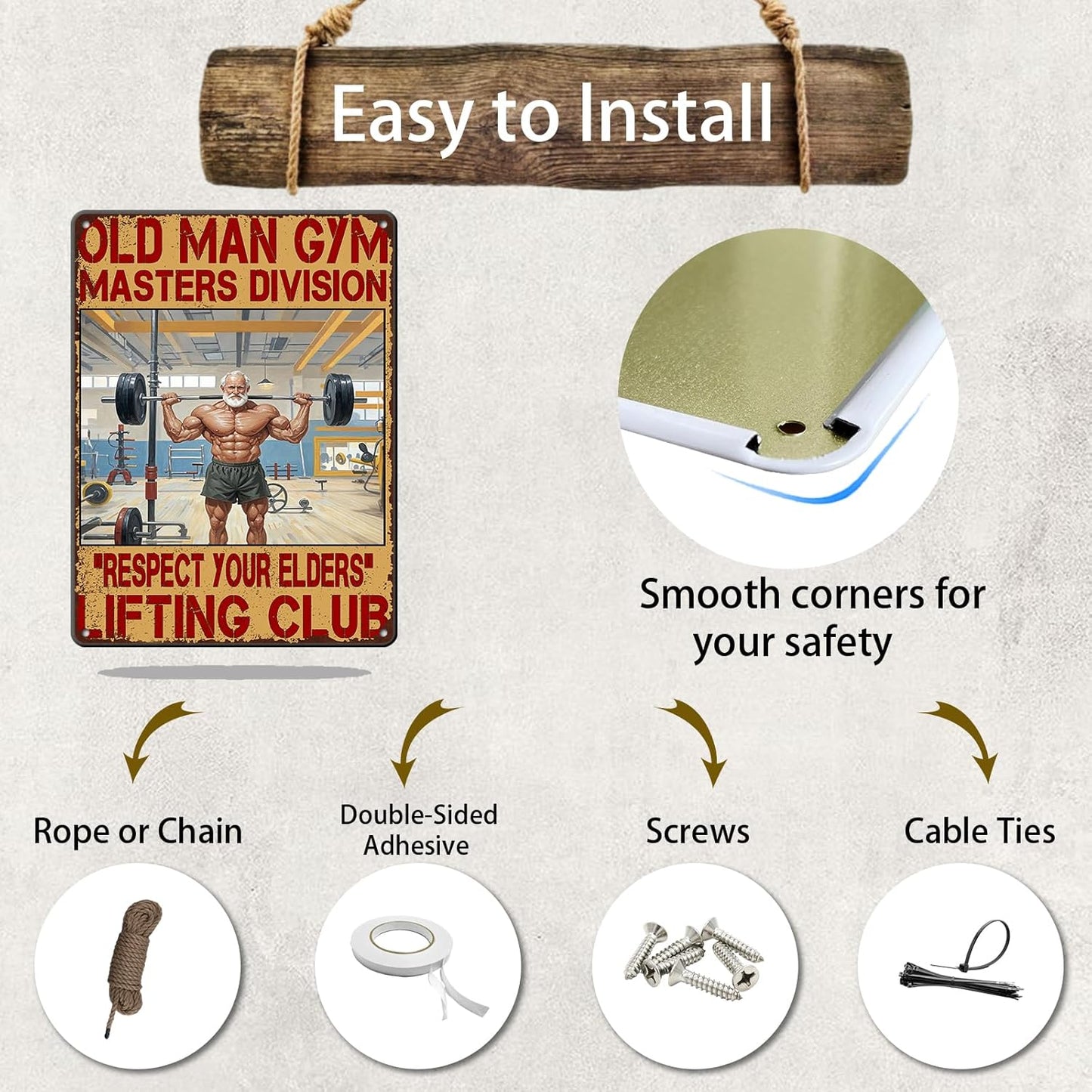 Gym Posters Old Man Gym Metal Tin Sign Weightlifting Home Bar Pub Poster Garage Restaurant Kitchen Cafe 12x16 Inch