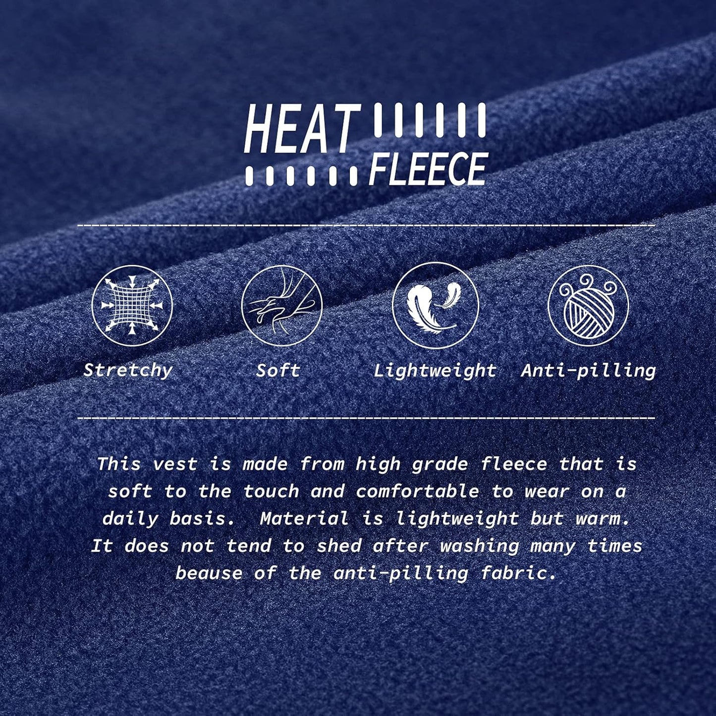 33,000ft Men's Fleece Vest, Lightweight Warm Zip Up Polar Vests Outerwear with Zipper Pockets, Sleeveless Jacket for Winter