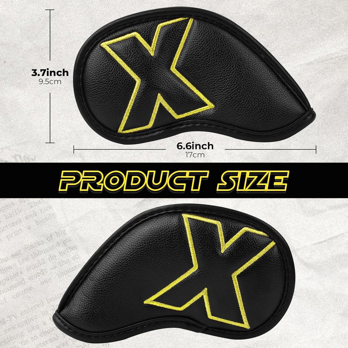 Craftsman Golf 10pcs Red No. on Both Sides Magnetic Closure Classic Black Leather Iron Headcover Covers Set Travel Cases Protector Available Custom with Name