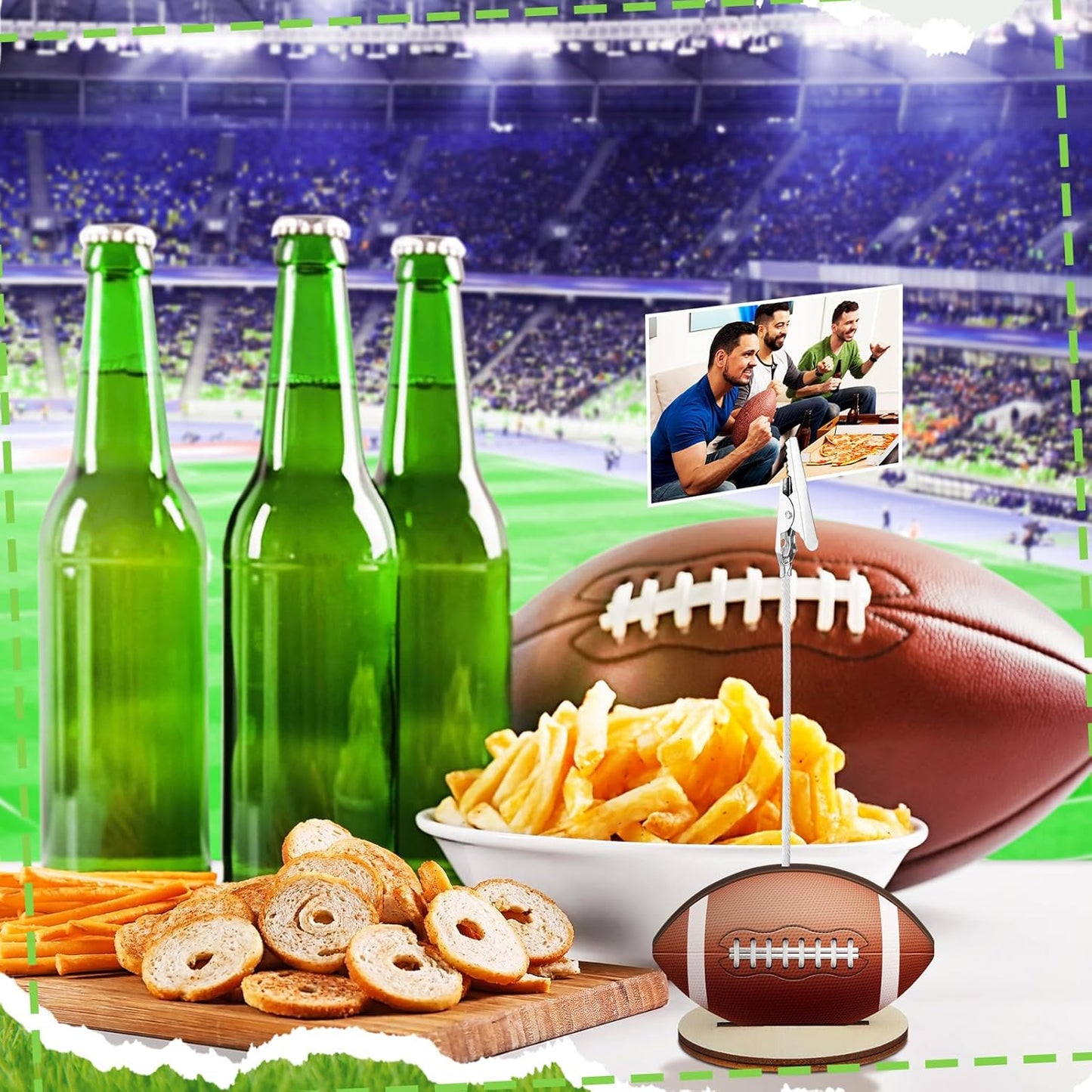 20 Pcs Base Memo Clip Holder Table Number Card Place Holders Stand Note Paper Clip Centerpieces for Table Party Favors Photo Stand Events Decoration (Football)