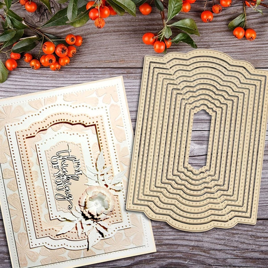 Lapoo Cutting Die for Scrapbooking, 3D Backgrounds Frame New Cutting Dies DIY Album Card Making Decor Paper Craft Metal Die Cuts Party Decorations (Multiple Symmetric Label Boxes 6.7 x 4.8 in)