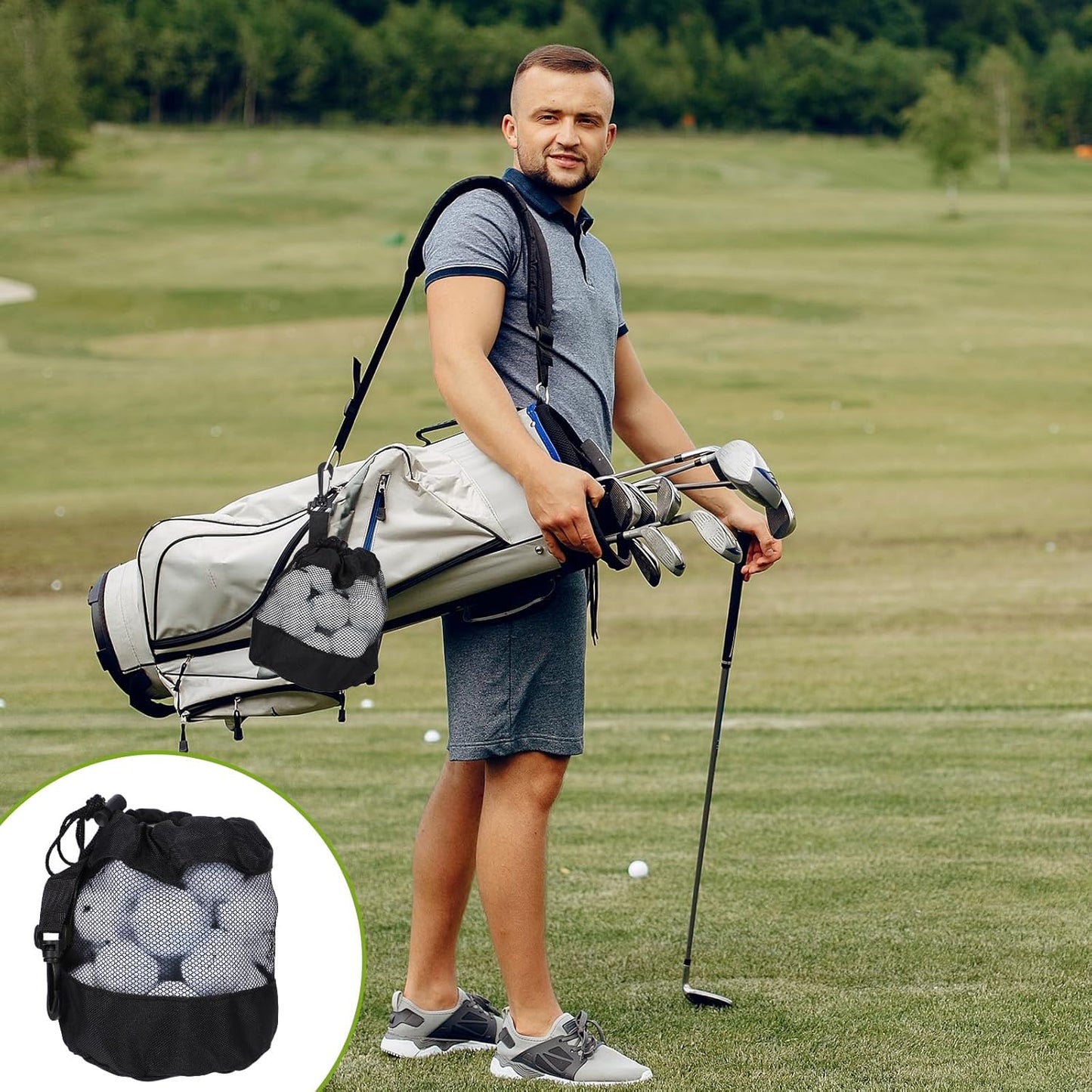 3 Golf Ball Bag, Golf Bag Organizer Golfs Ball Pouch Balls Storage Bags Nylon Mesh Bags Sports Drawstring Pouch for Small Balls Organizer Pings Pong Storage for Baseball Tennis Toys Gadgets