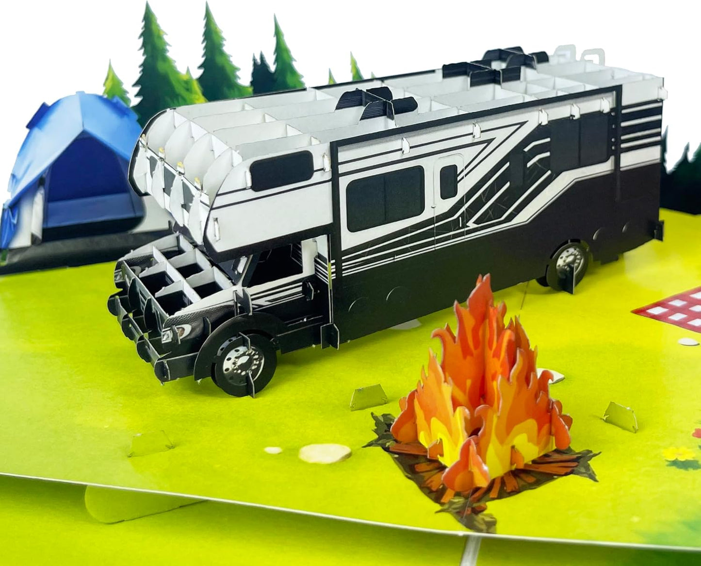 3D Camping Popup Card - Handmade Outdoor Paper Art for Birthday, Anniversary, Christmas, Father’s Day - Greeting Card Gift for Him, Her, Dad, Son, Husband, Wife, Camper, Adventure Lover