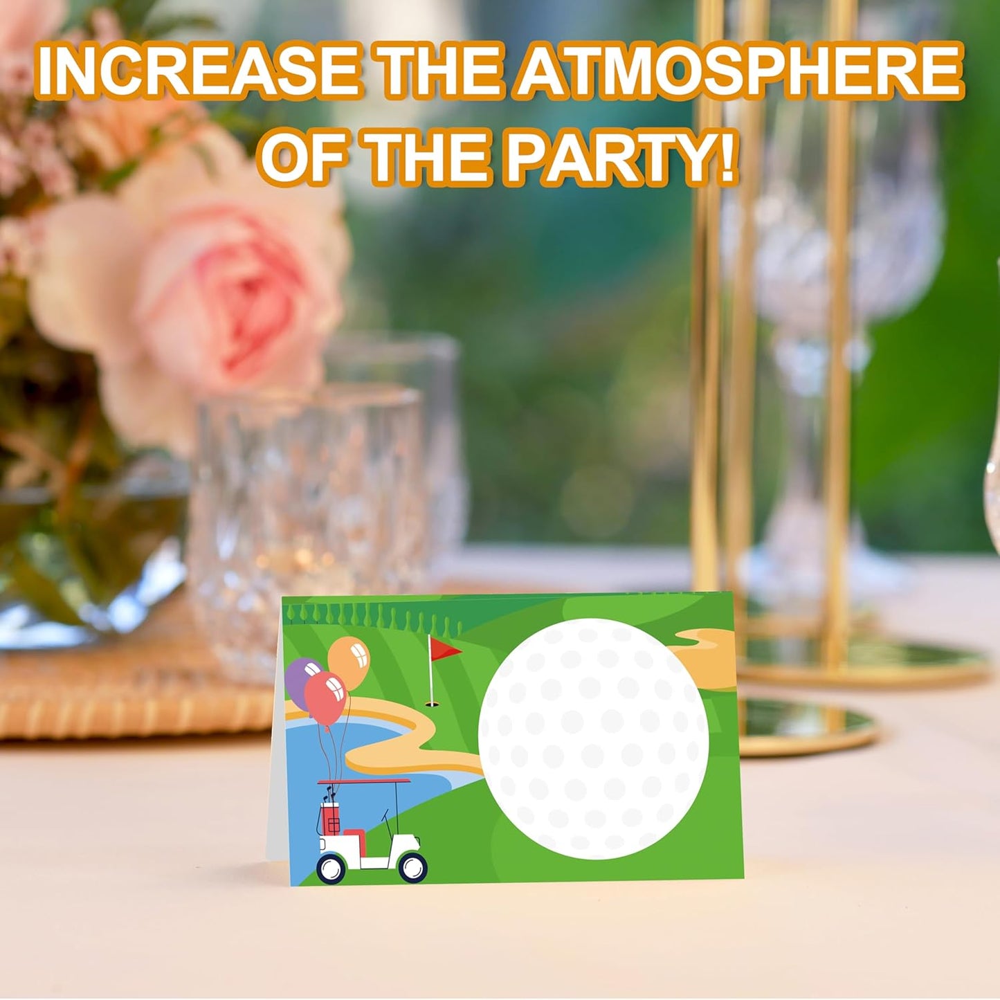 Golf Place Cards, Hole in One Table Place Cards For Table Setting, Sports Themed Name Cards For Birthday Party Baby Shower Golf Party, 25 Cards Included -03