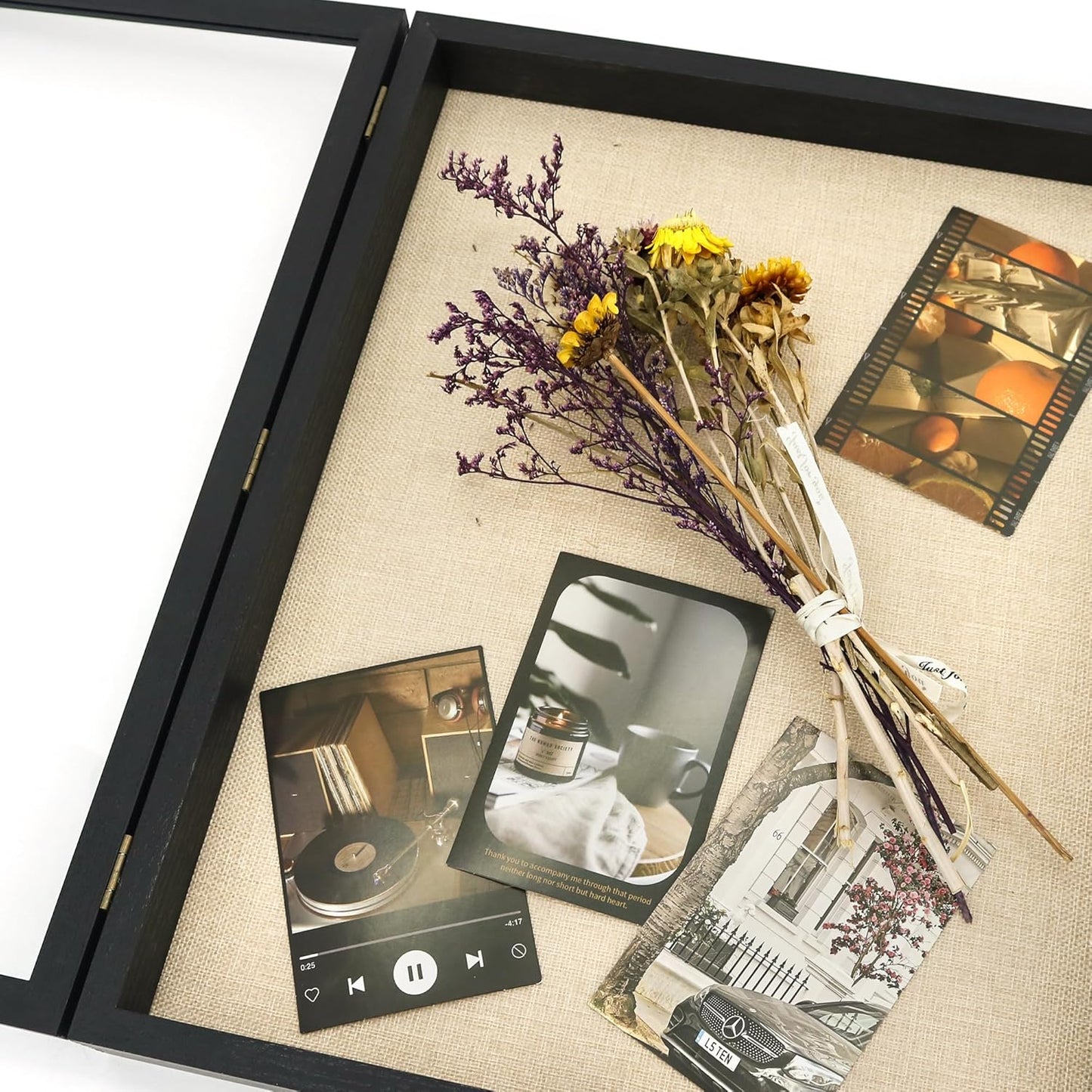 GraduatePro Graduation Shadow Box Frame 16x20 Display Case with Linen Back, Plexiglass Window Door with Hinge, Picture Frame Wedding Bouquet Memorabilia Medals Photos Memory Box for Keepsakes Black