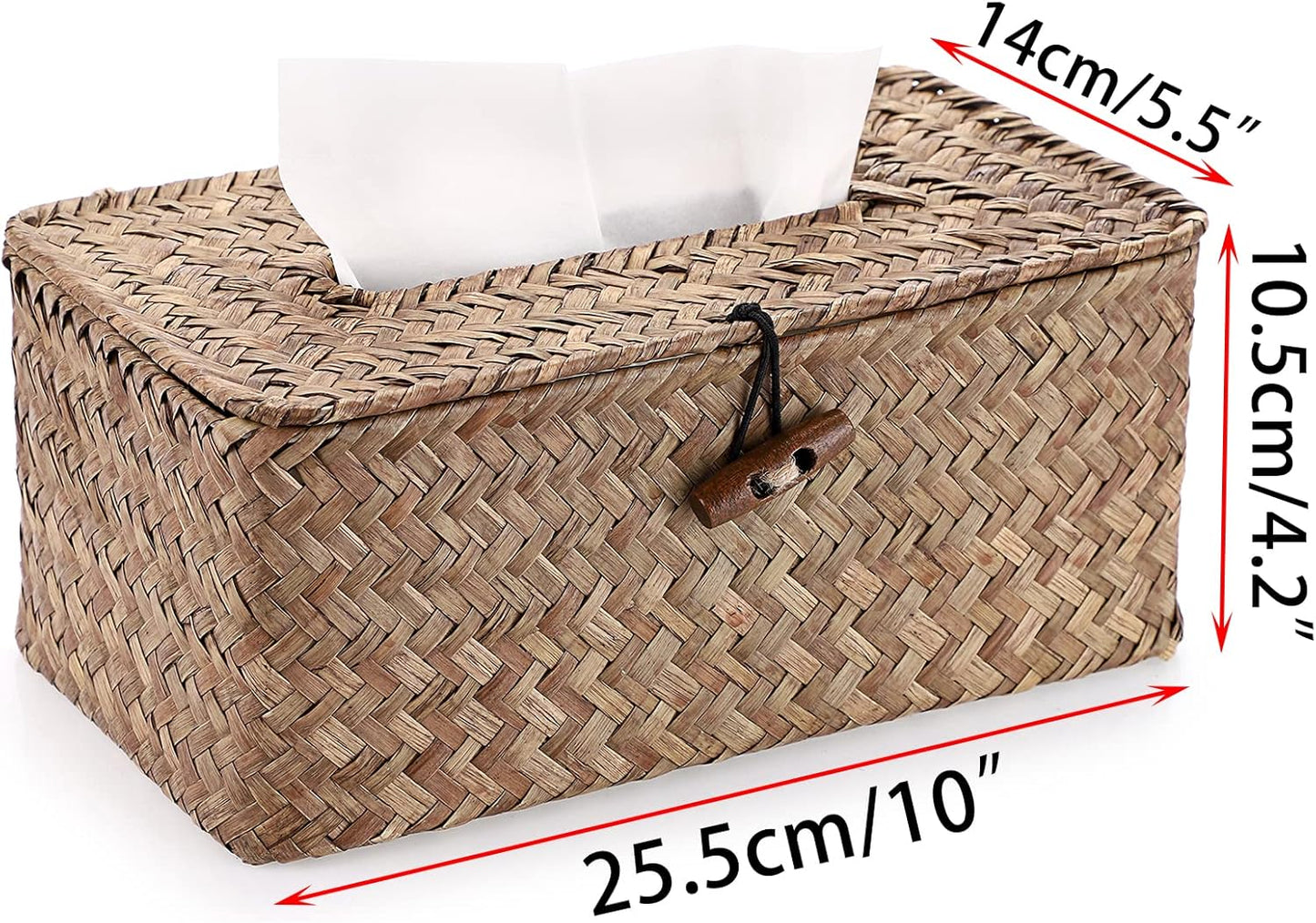 Sumnacon Tissue Box Cover Rectangle Tissue Box Seagrass Tissue Box Holder Woven Tissue Holder Decorative Tissue Cover for Bathroom Tissue Box Cover Rectangular for Home Office Table Coffee