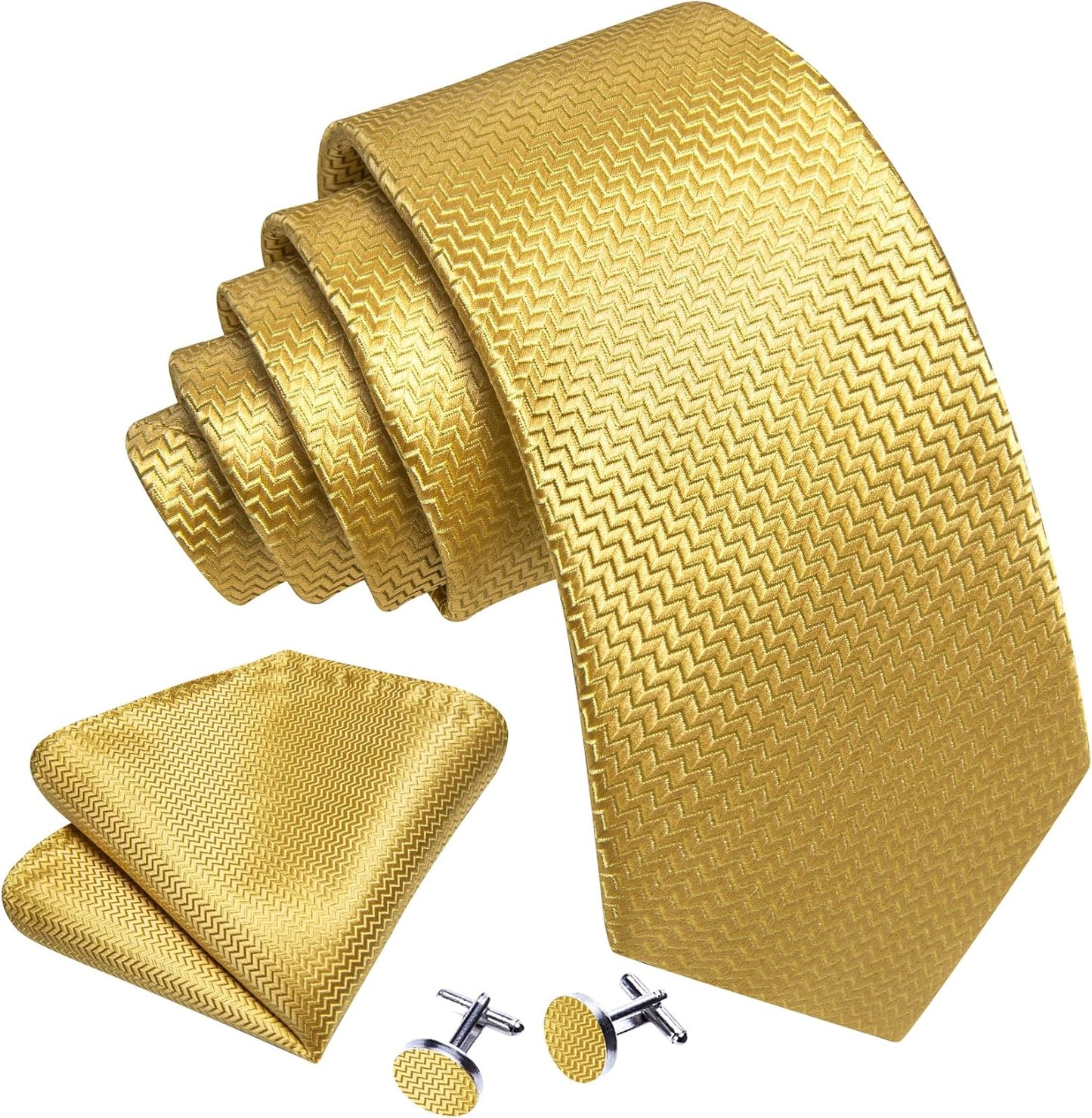 Barry.Wang Designer Classic Ties for Men Set Formal Pocket Square Cufflink Check Plaid