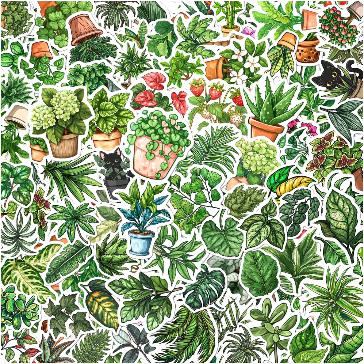 108Pcs Botanical Stickers Pack Vinyl Plant for Scrapbooking Laptop Water Bottle Journal Planner DIY Crafts Greenery Leaf Strawberry Houseplant Aesthetic Decor