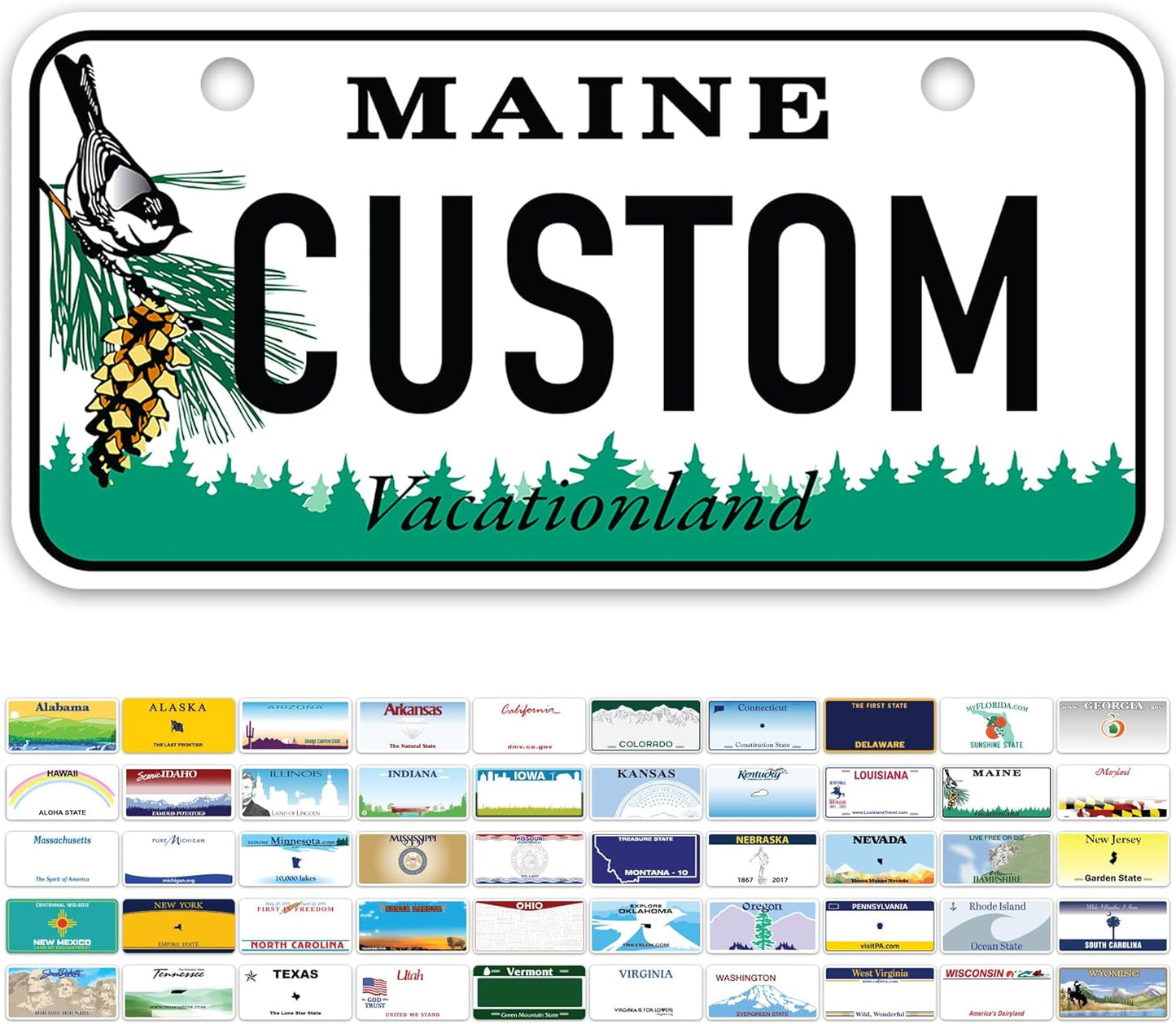 Mini License Plates, Personalized License Plates, Custom for Car, Bikes, ATV, Kids Car, Golf Cart, Jeep, 2x4 Inch, Rust-Free Fade Resistant Aluminum, USA Made by My Sign Center (Maine)