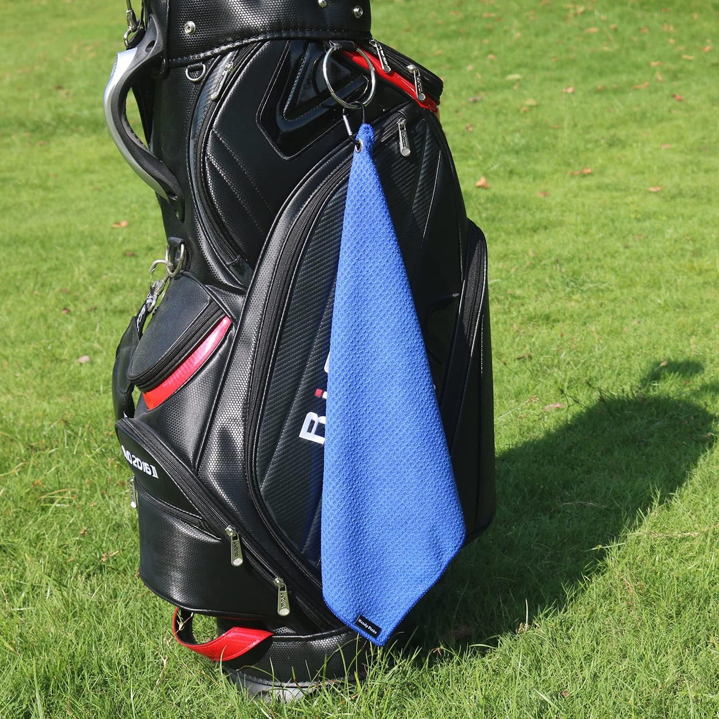 Handy Picks Microfiber Golf Towel (16" X 16") with Carabiner Clip, Waffle Pattern Golf Towel Hook and Loop Fastener - The Convenient Golf Cleaning Towel