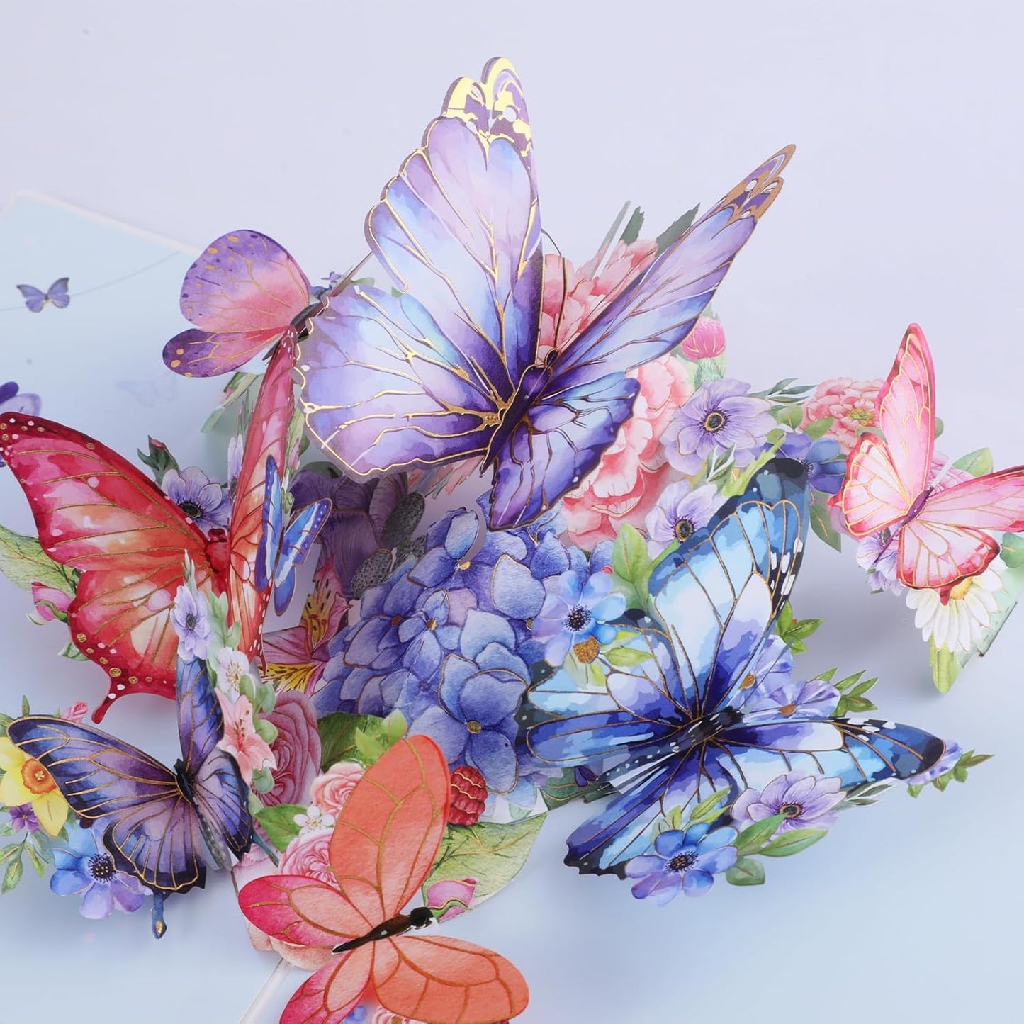 3D Butterfly Greeting Cards, Flowers Pop Up Birthday Cards, for Mom, Sister, Grandmother, Wife, Daughter, and other women, with envelope