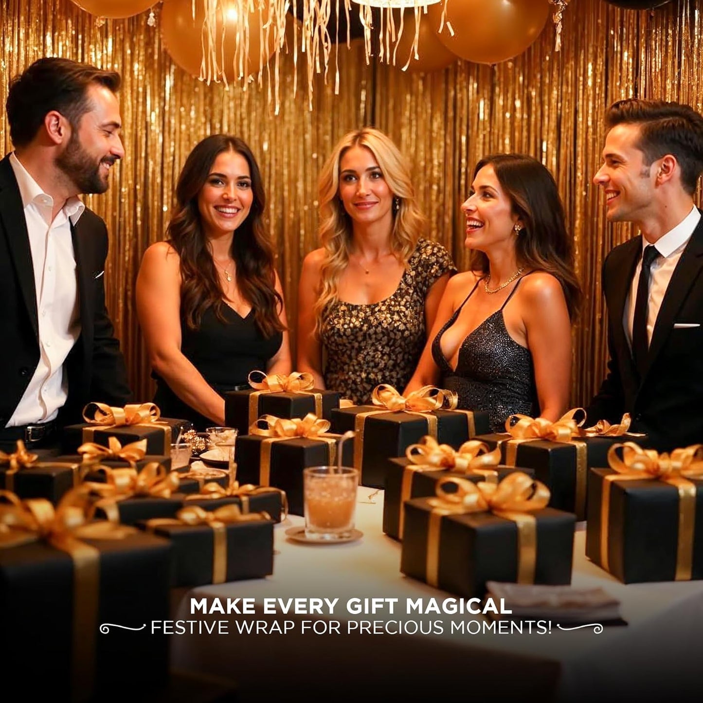 SANZIX 150 Sheets Black Tissue Paper for Gift Bags Bulk 14x20 Inch- Black Wrapping Paper for Christmas Gifts, Xmas Decorations, DIY, Halloween, Holiday Décor - Black Christmas Wrapping Paper